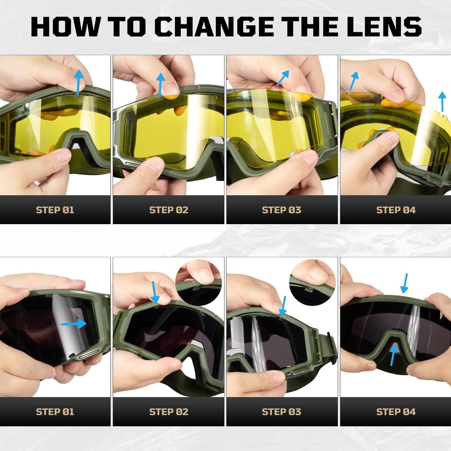 Gafas de Airsoft 1TG Tactical con 3 Lentes Anti Niebla