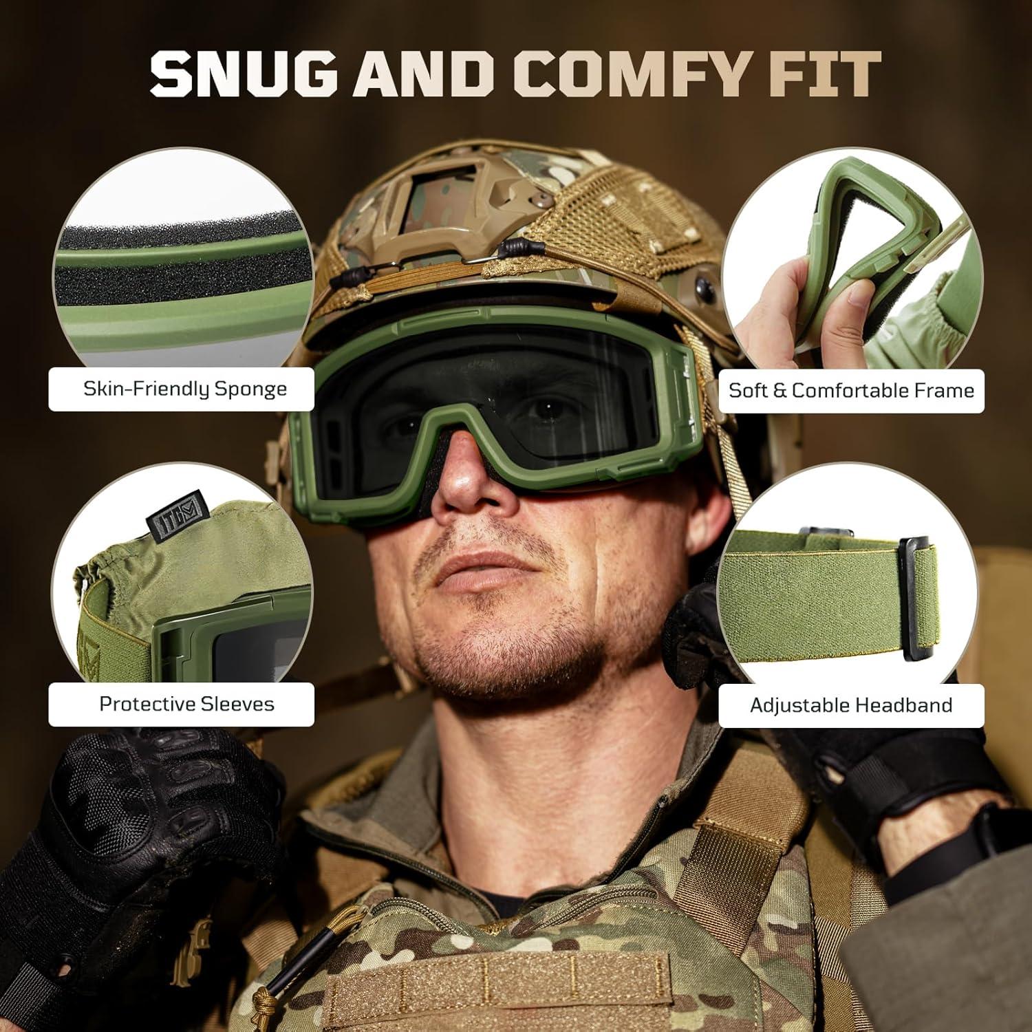 Gafas de Airsoft 1TG Tactical con 3 Lentes Anti Niebla