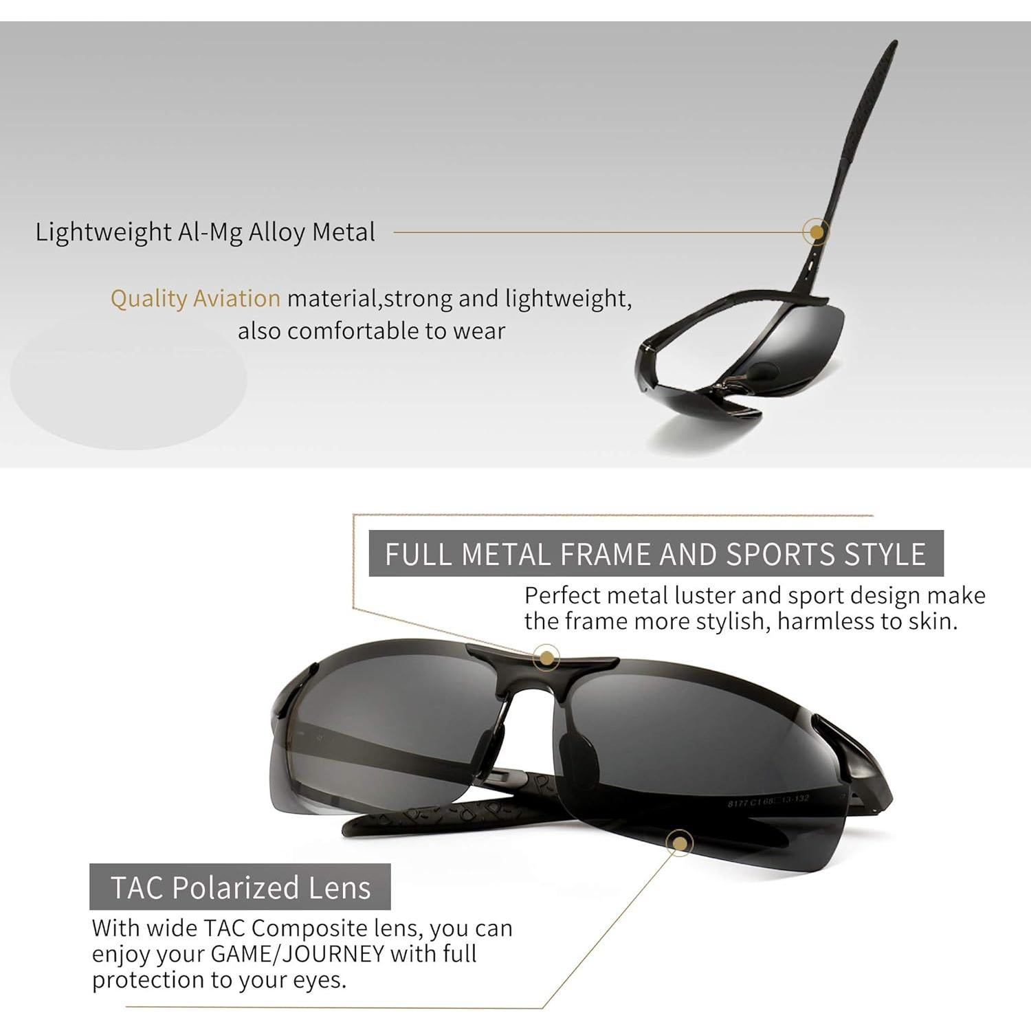 Gafas de sol polarizadas SUNGAIT para hombres UV400