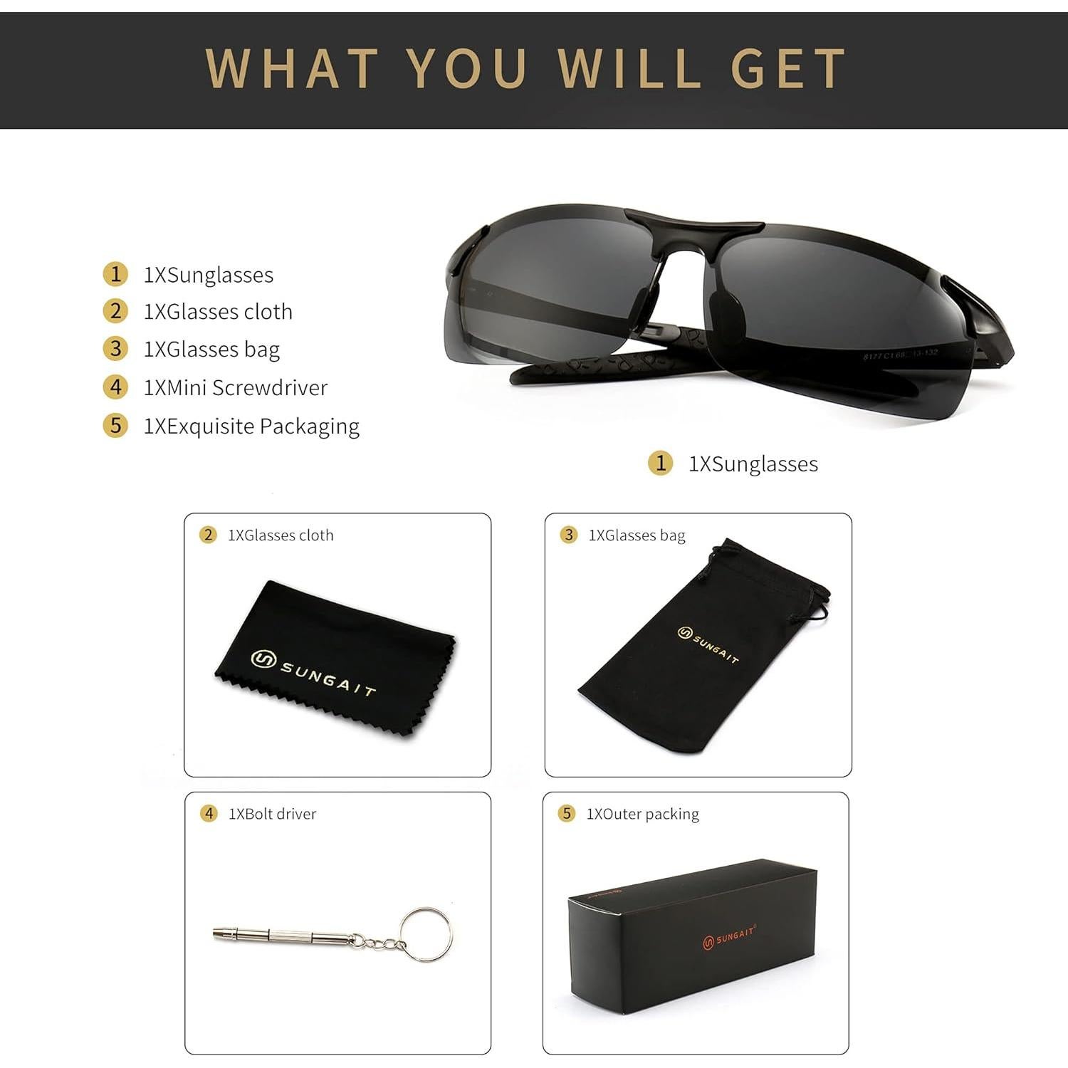 Gafas de sol polarizadas SUNGAIT para hombres UV400