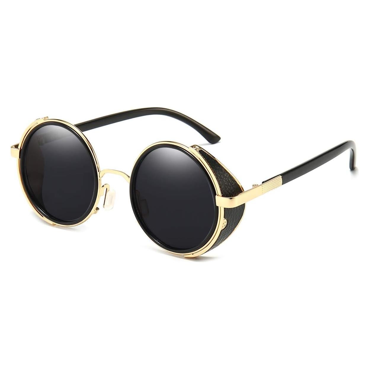 Gafas de Sol Steampunk Dollger Redondas UV400 Metal Dorado
