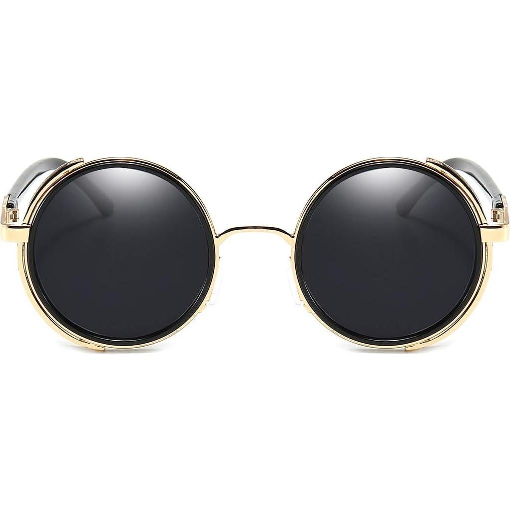 Gafas de Sol Steampunk Dollger Redondas UV400 Metal Dorado