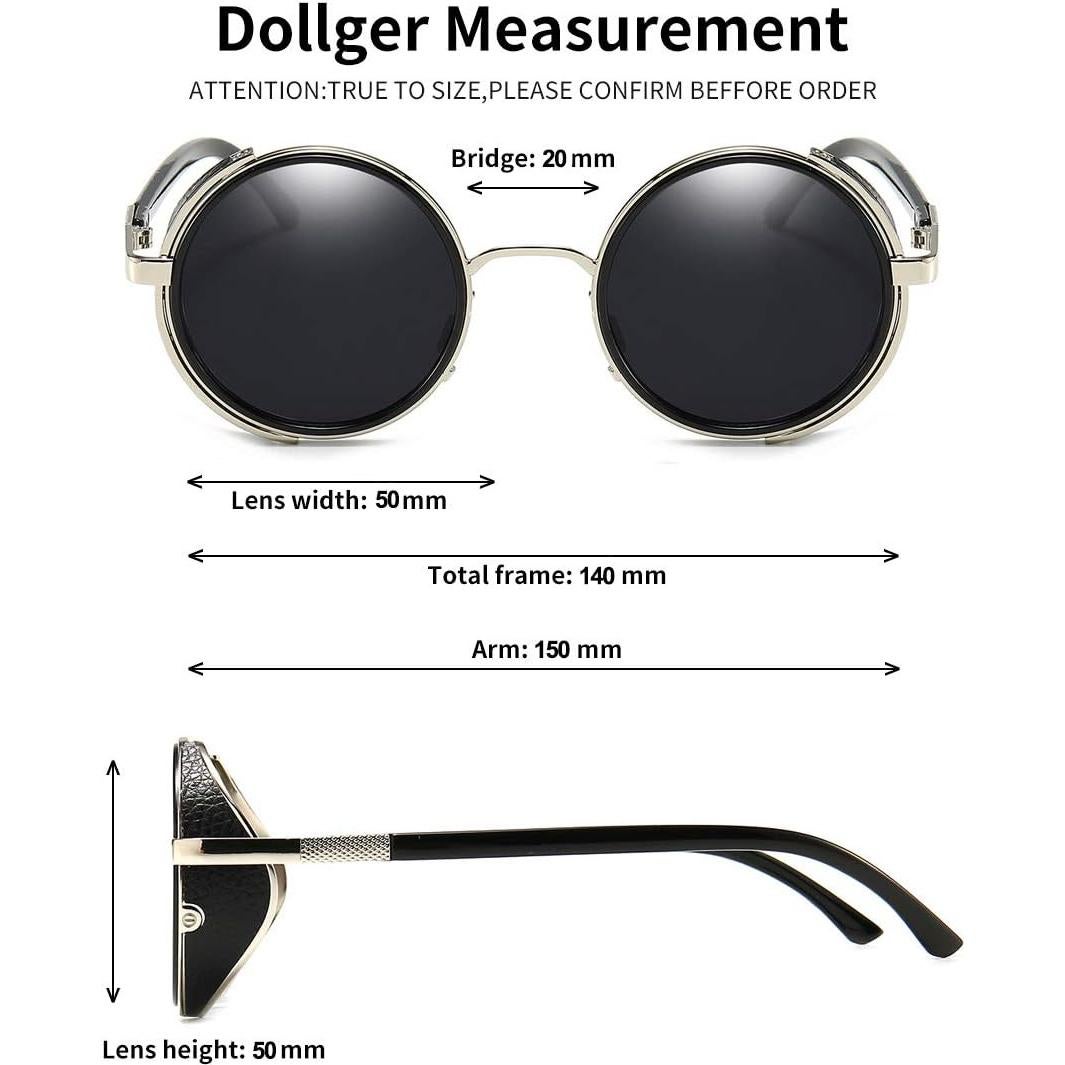 Gafas de sol redondas steampunk Dollger UV400 metal