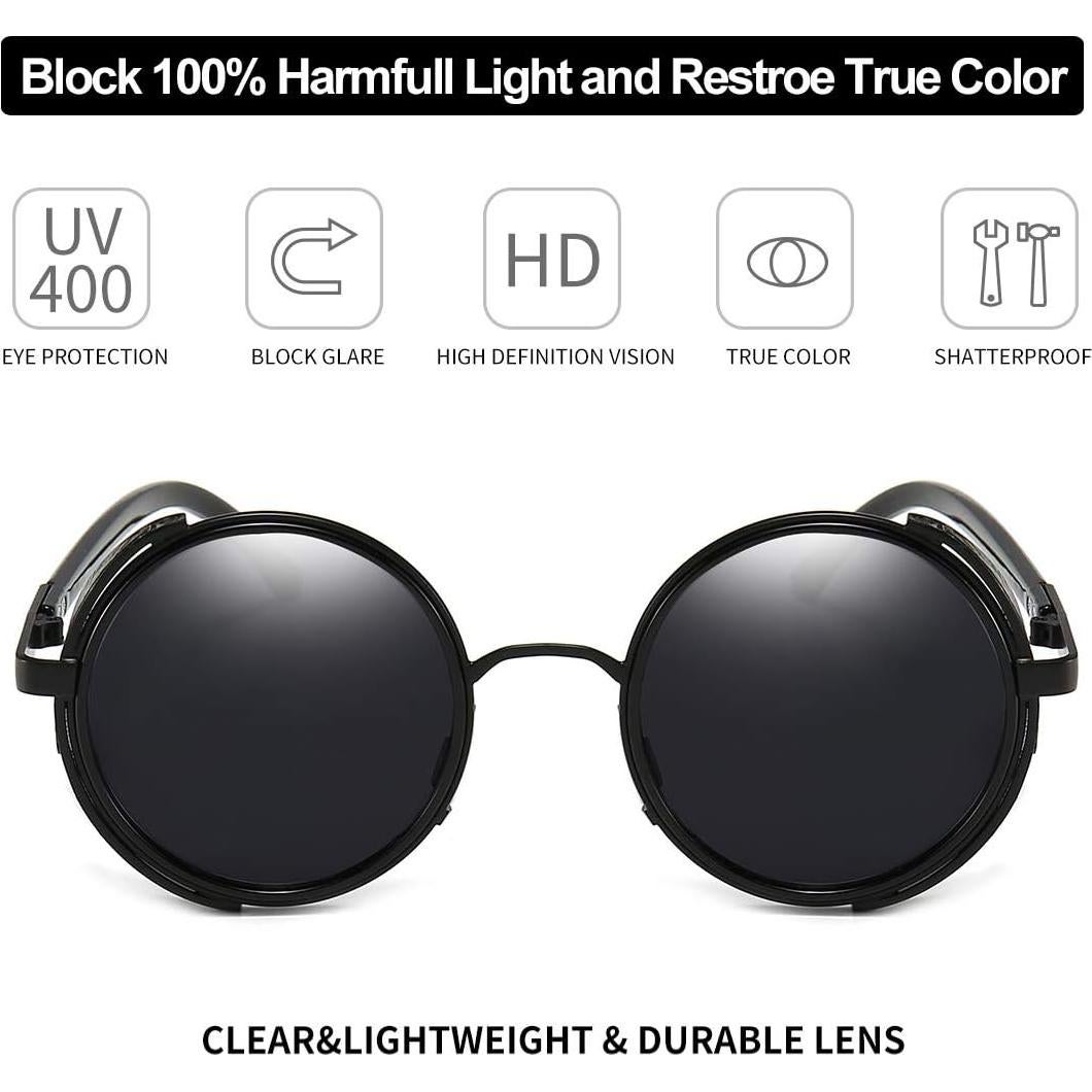 Gafas de sol redondas steampunk Dollger UV400 metal