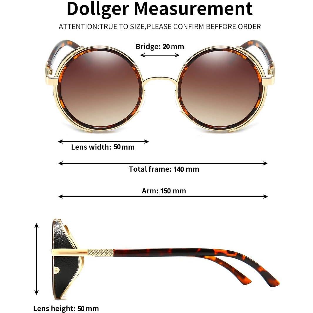 Gafas de sol redondas Dollger steampunk UV400 con estuche