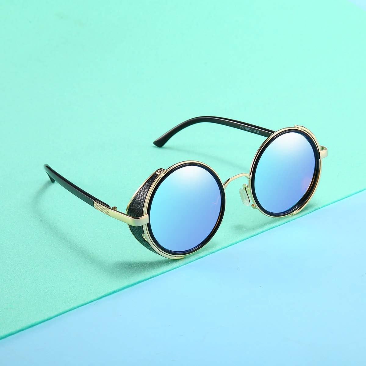 Gafas de sol redondas Dollger steampunk UV400 con estuche