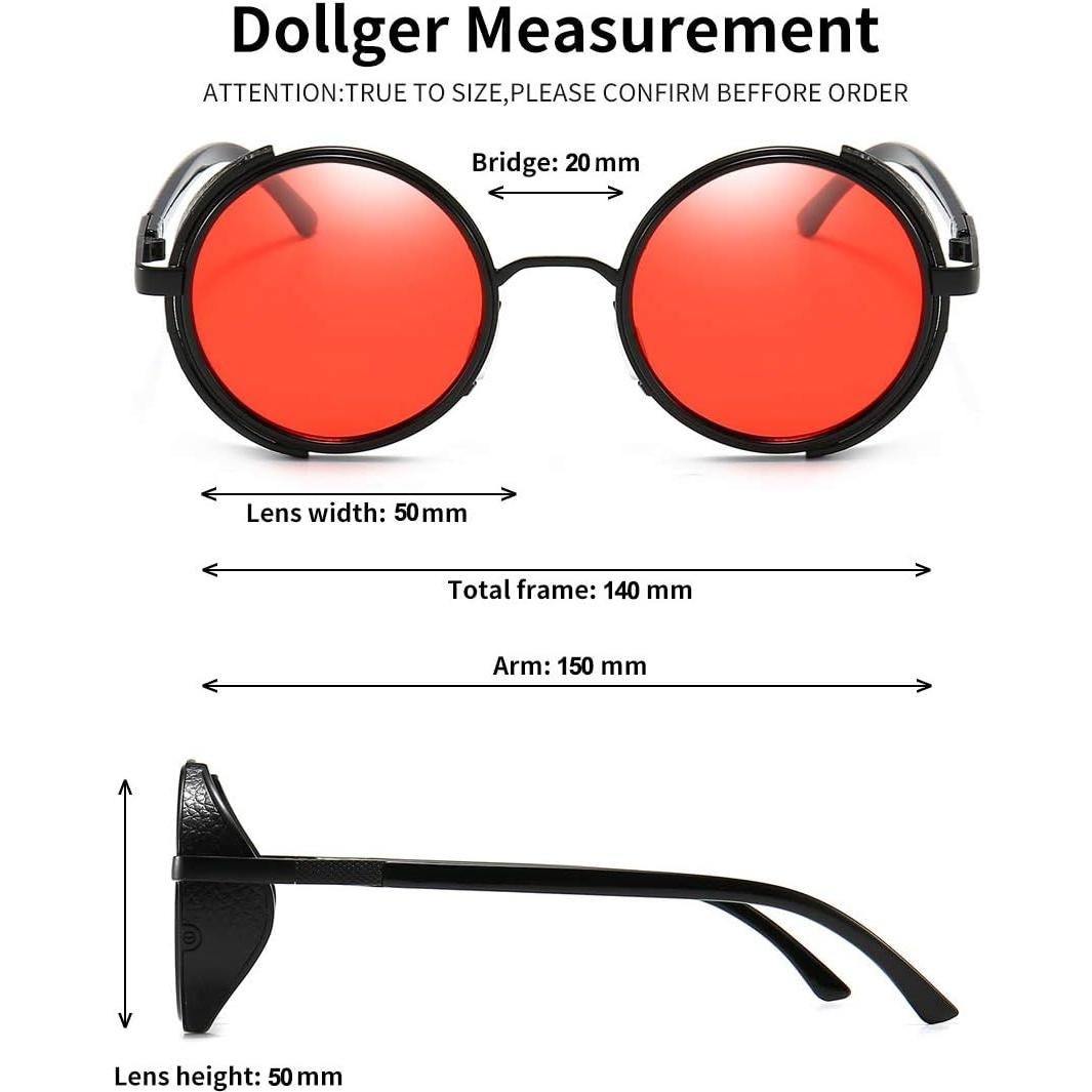 Gafas de sol redondas Dollger steampunk UV400 con estuche