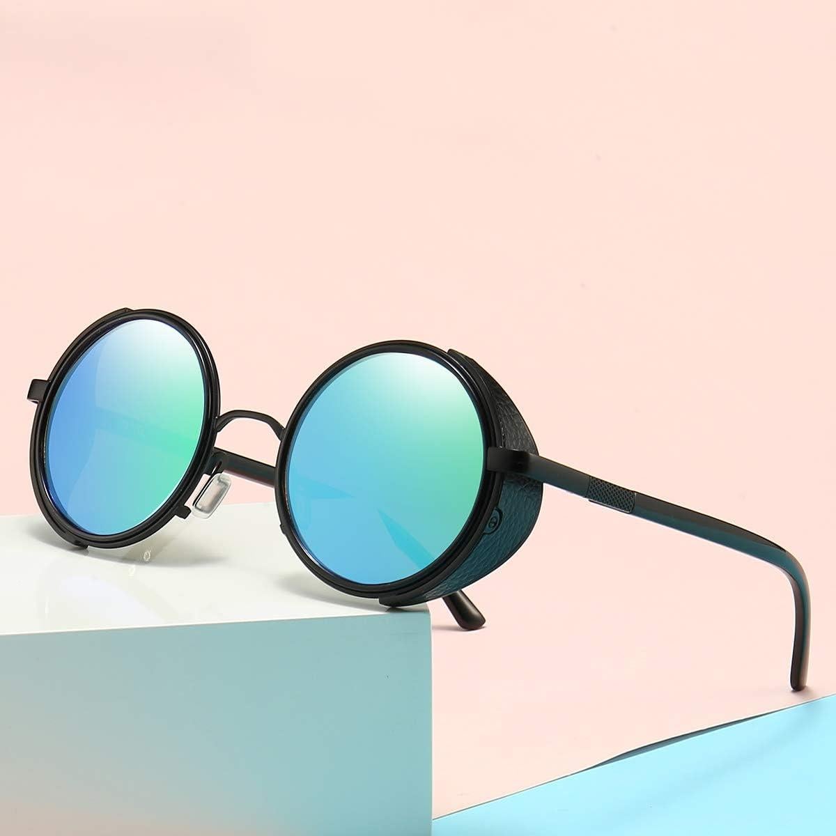 Gafas de sol redondas Dollger steampunk UV400 verde negro