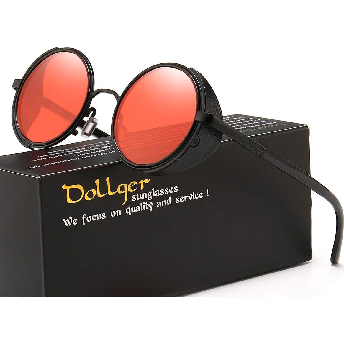 Gafas de sol redondas Dollger steampunk UV400 lente espejo