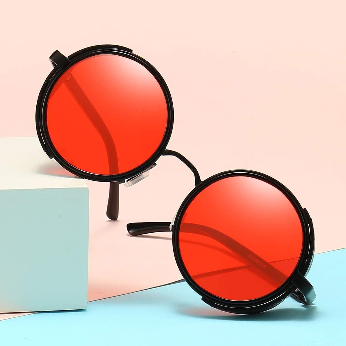 Gafas de sol redondas Dollger steampunk UV400 lente espejo