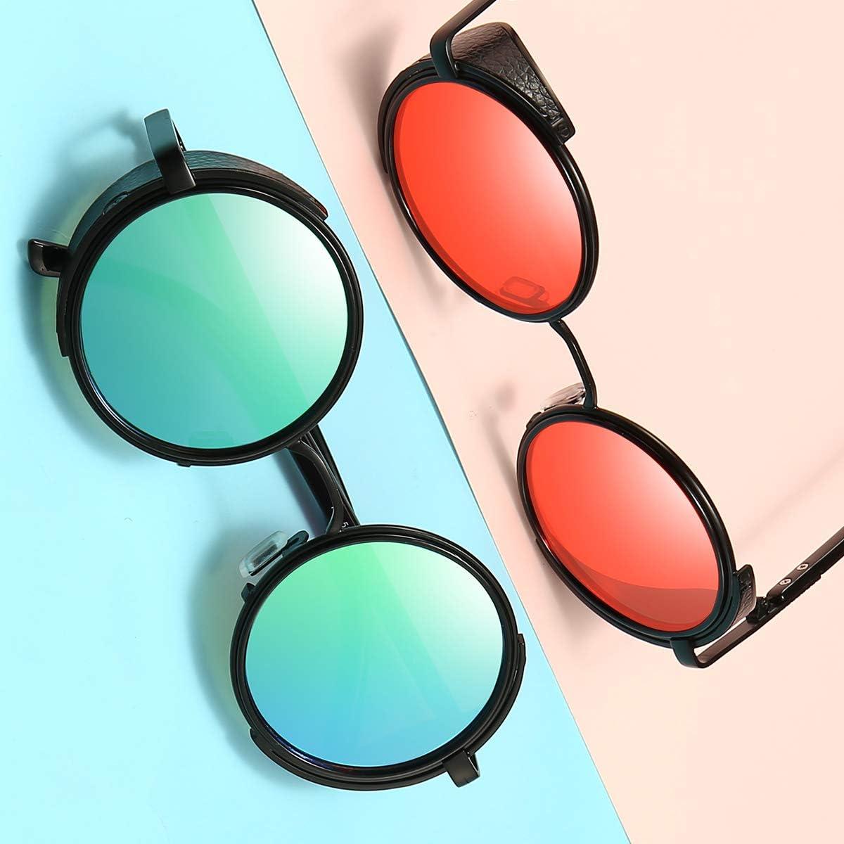 Gafas de sol redondas Dollger steampunk UV400 lente espejo