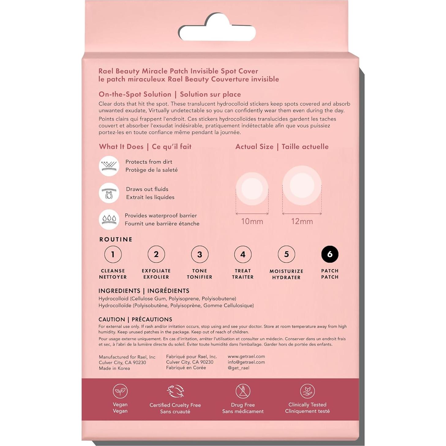 Parche para Granos Rael Invisible 96 Unidades Hidrocoloide