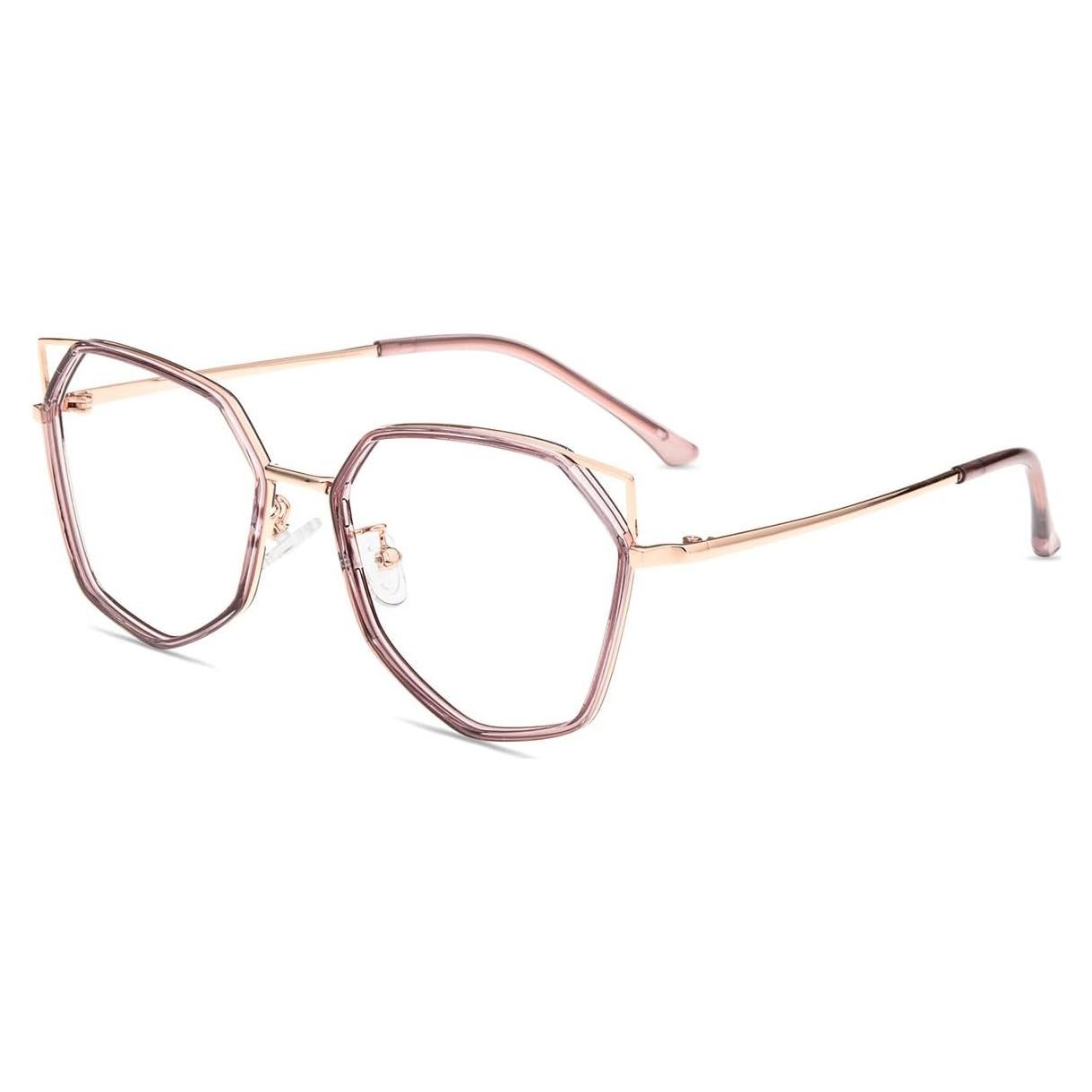 Gafas de lectura Firmoo estilo gato púrpura dorado 0.0x