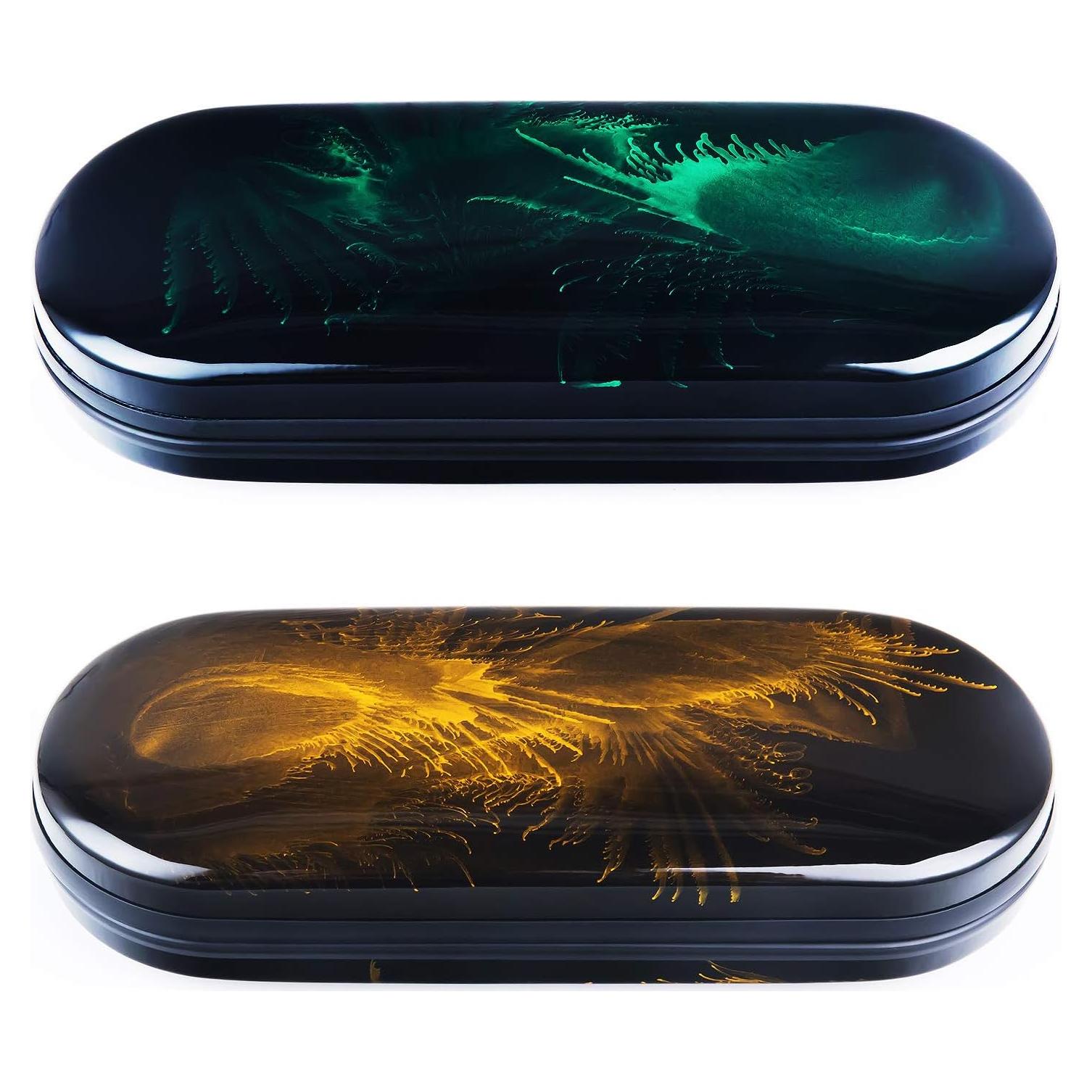 Estuche de Gafas Vemiss Portátil Ligero 2 Piezas Verde Amarillo