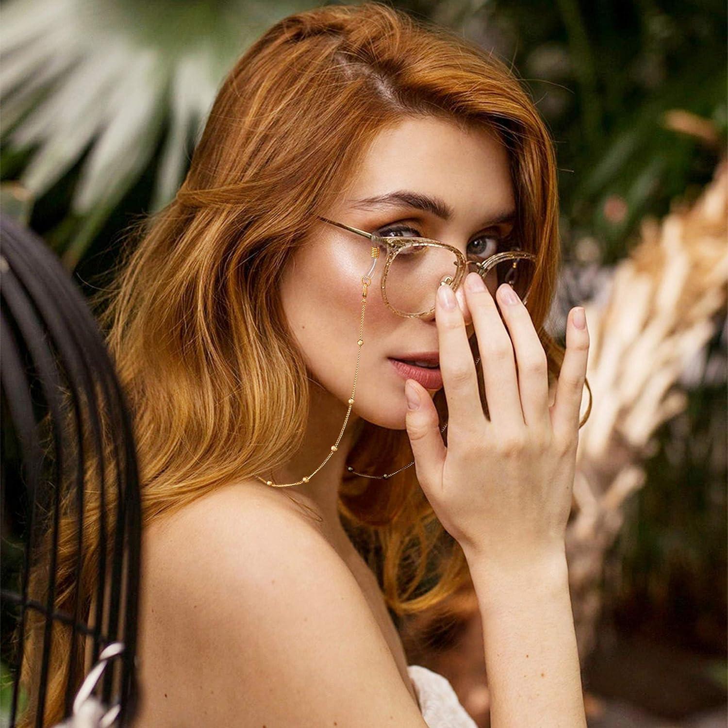 Cadena de Gafas PEARLADA de Oro 18K con Lazos Ajustables