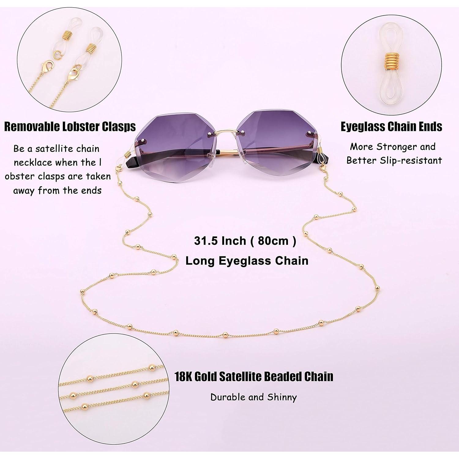 Cadena de Gafas PEARLADA de Oro 18K con Lazos Ajustables