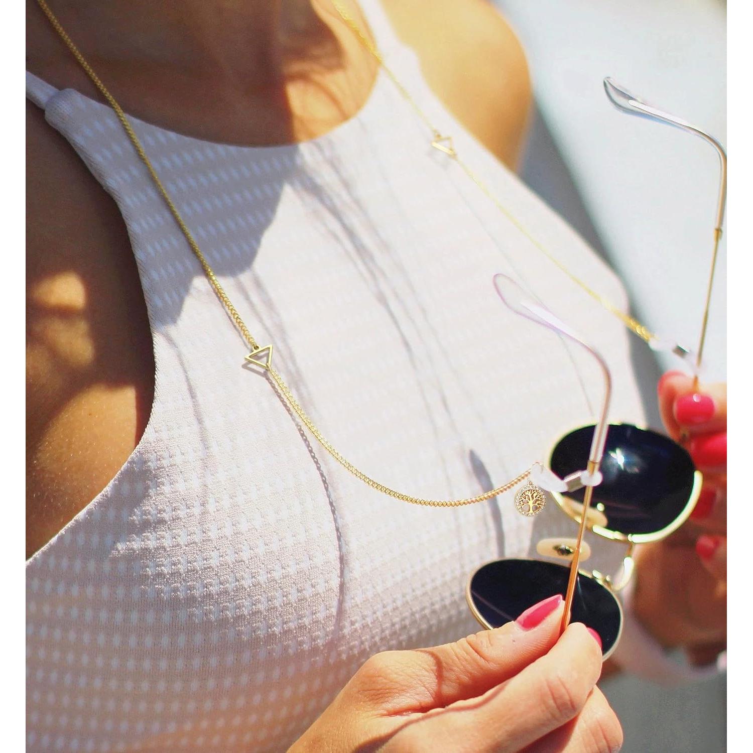 Cadena de Gafas PEARLADA Dorada 80 cm con Árbol de la Vida