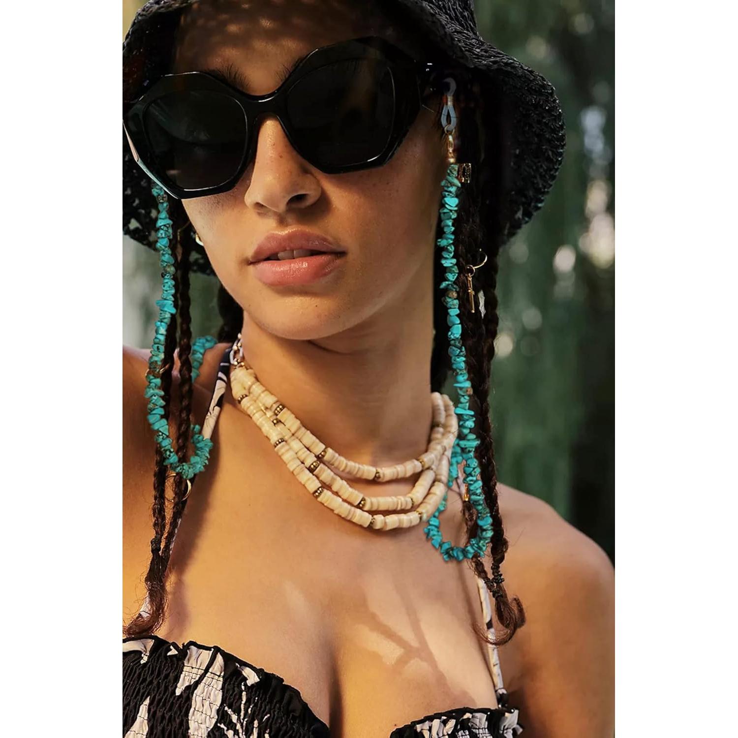 Cadena de Gafas PEARLADA de Turquesa y Oro 18K