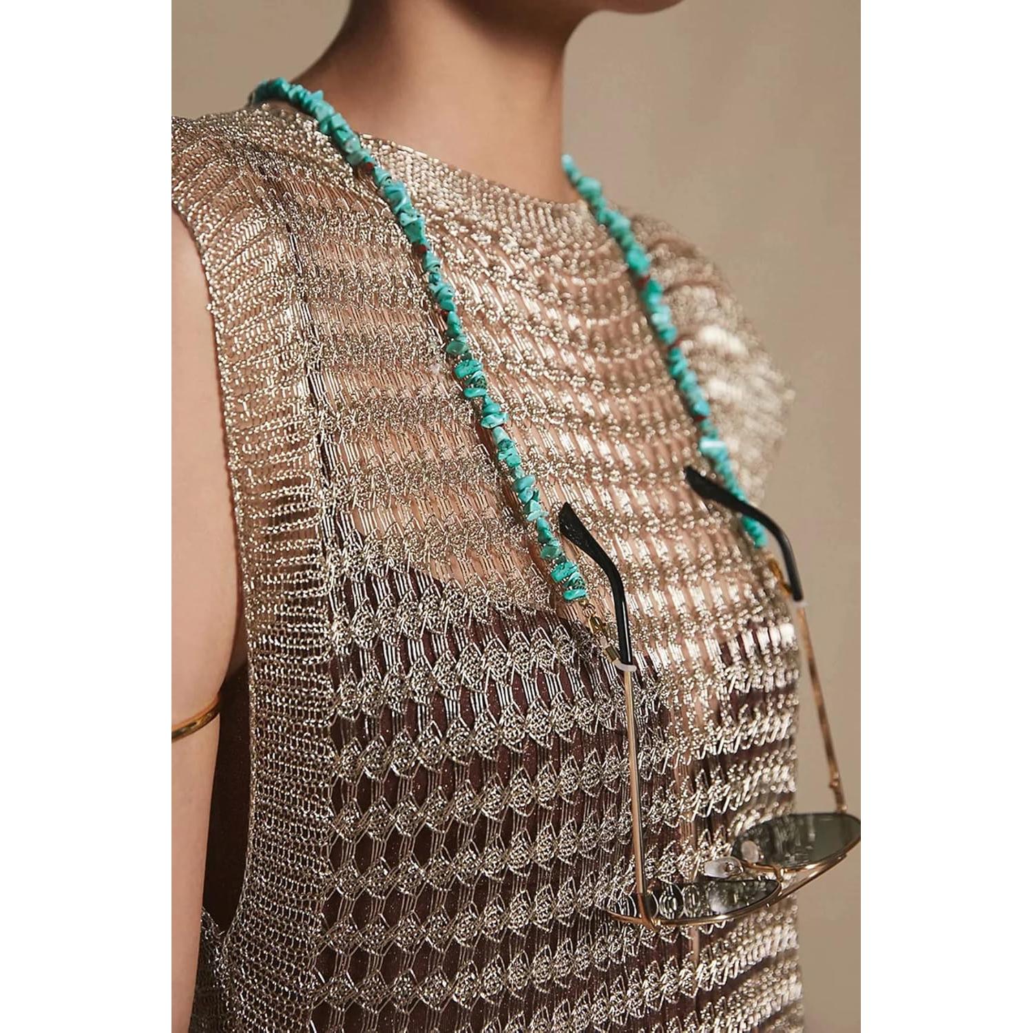 Cadena de Gafas PEARLADA de Turquesa y Oro 18K