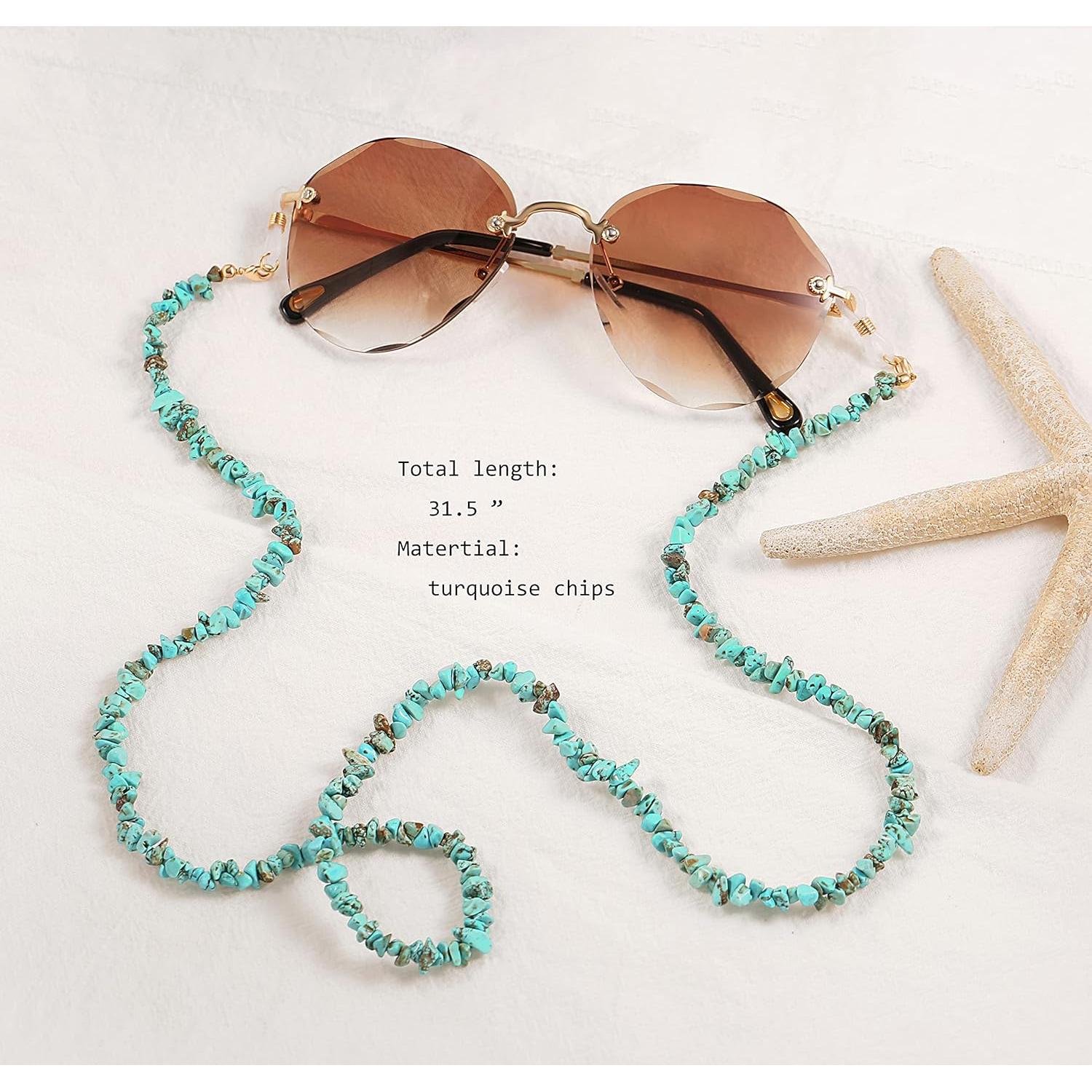 Cadena de Gafas PEARLADA de Turquesa y Oro 18K