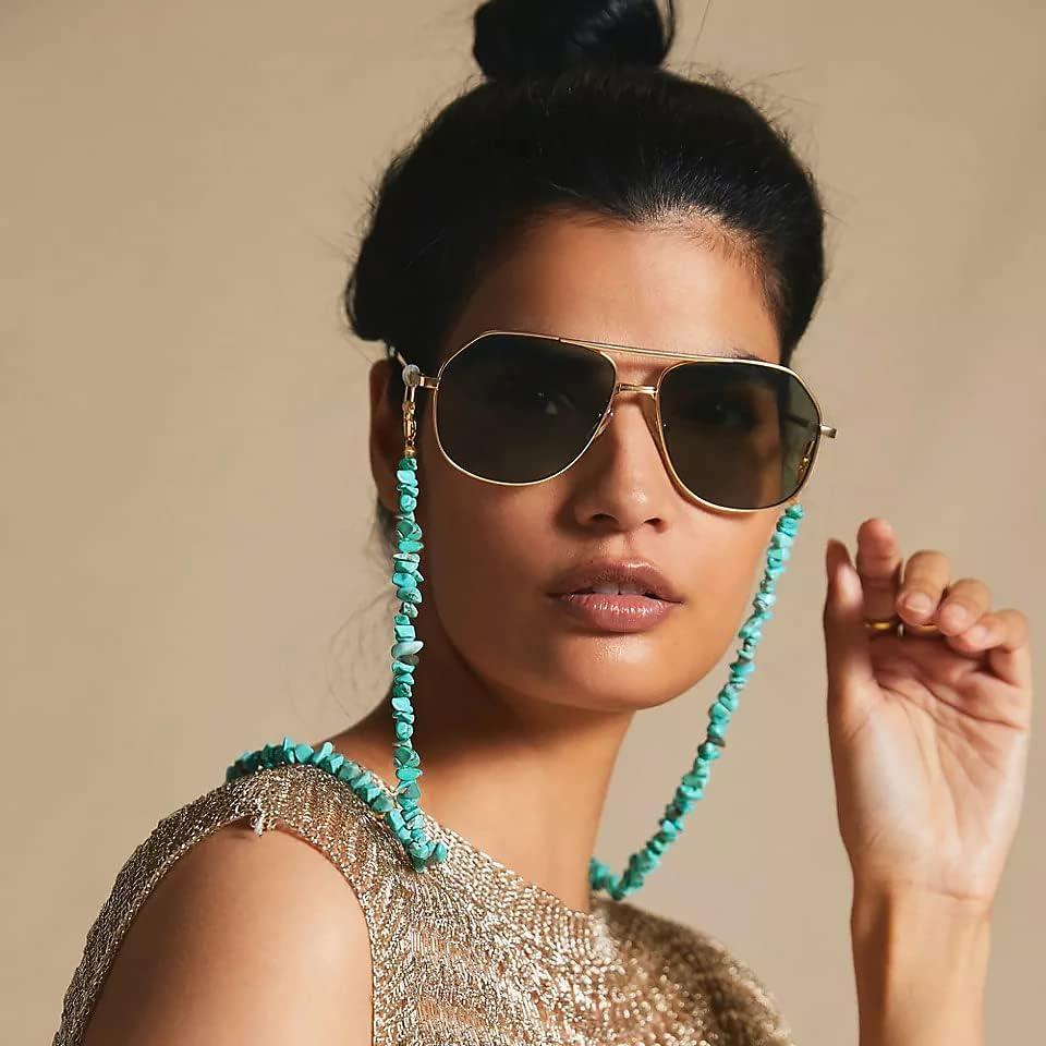 Cadena de Gafas PEARLADA de Turquesa y Oro 18K