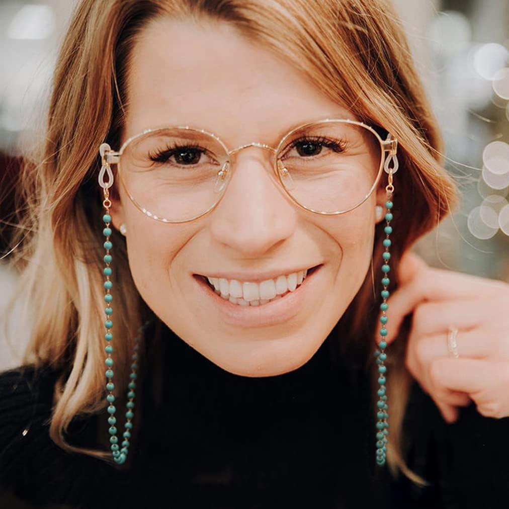 Cadena de Gafas PEARLADA de Oro 18K con Cuentas Turquesa