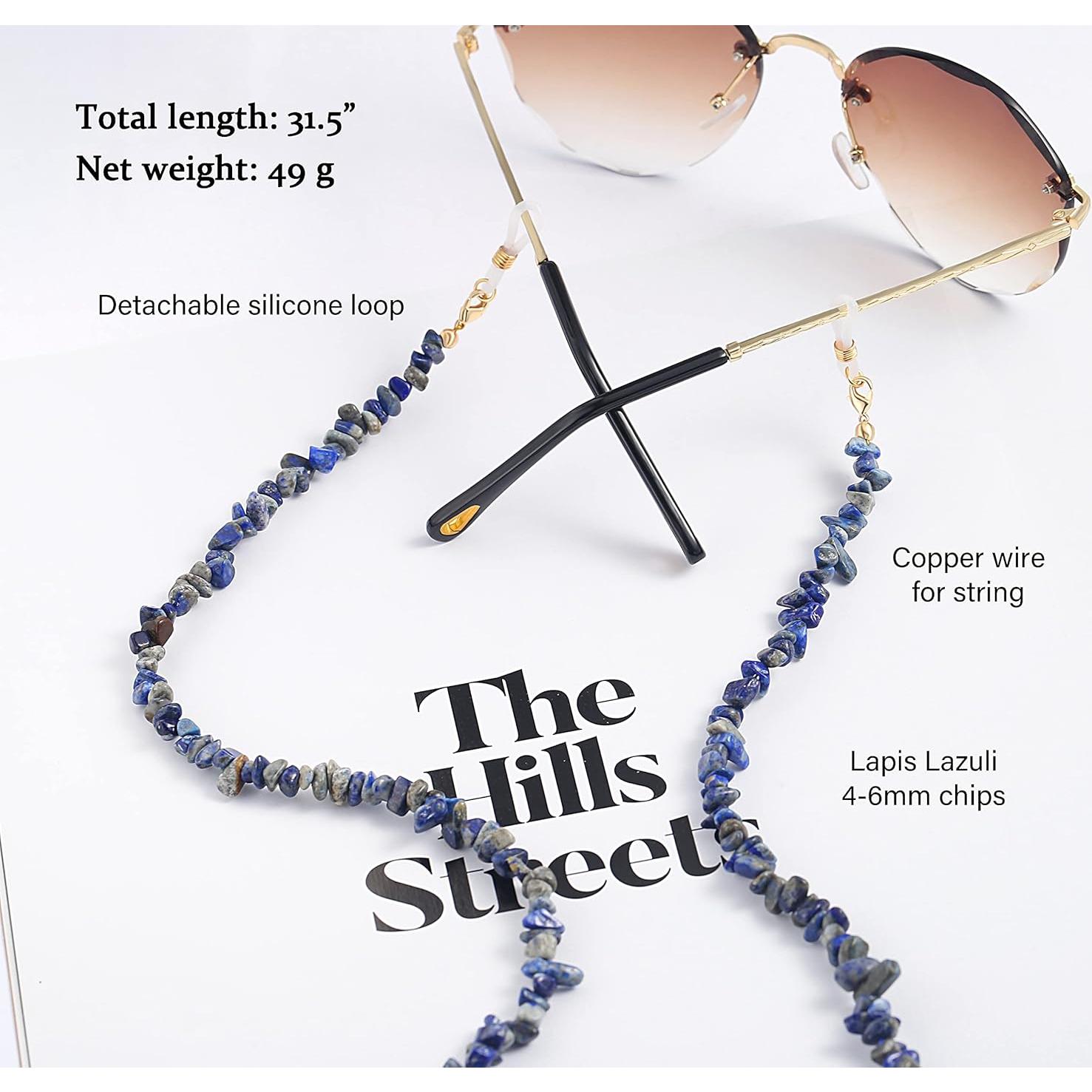 Cadena de Gafas PEARLADA de Oro 18K con Lapislázuli