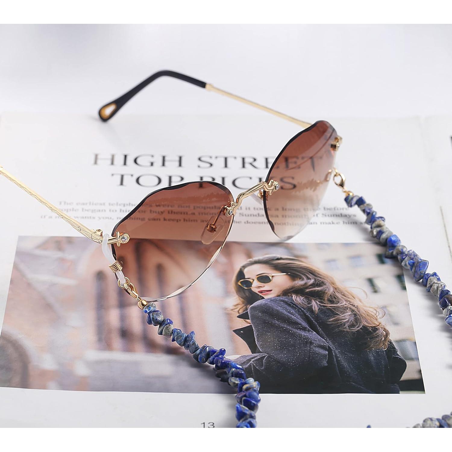 Cadena de Gafas PEARLADA de Oro 18K con Lapislázuli