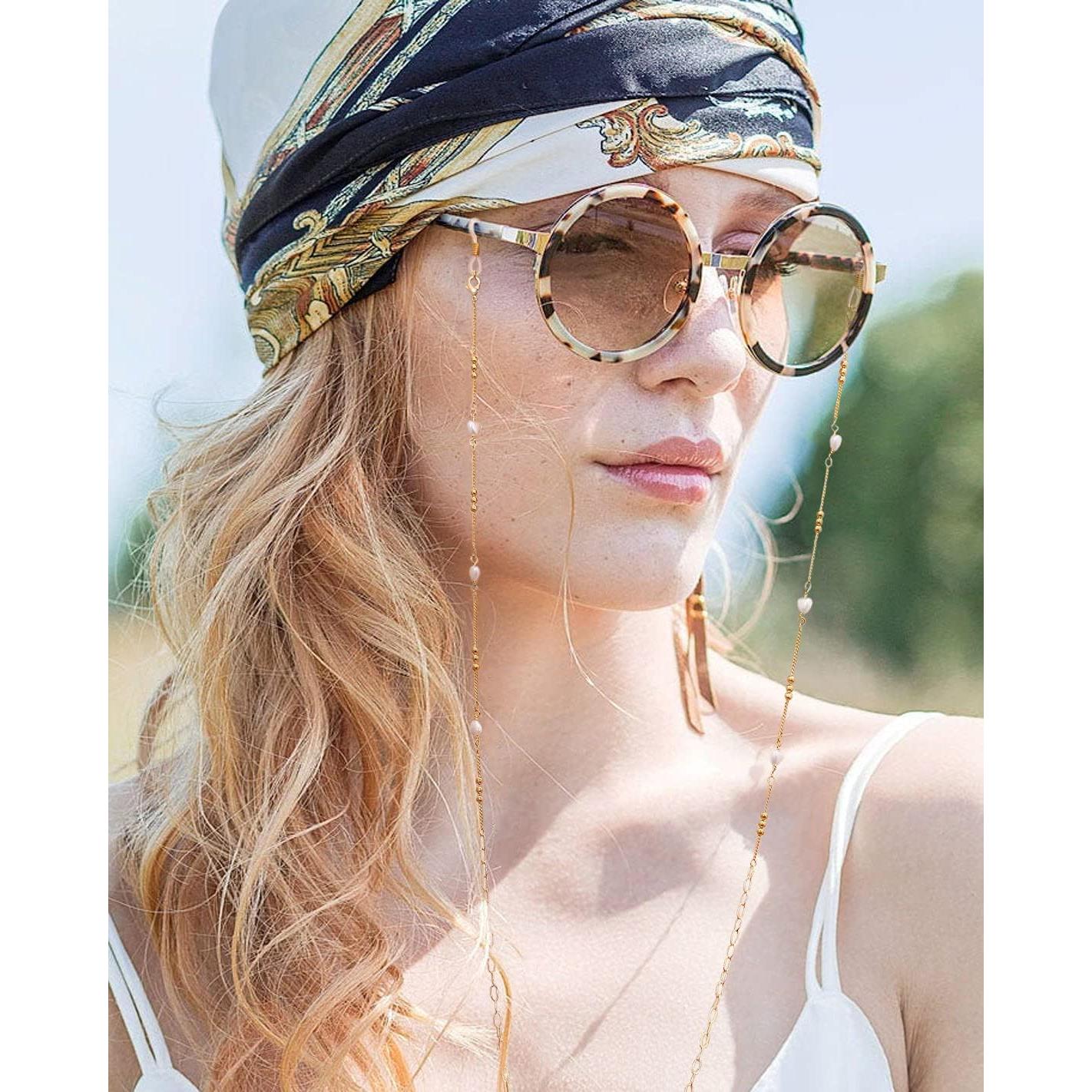 Cadena de Gafas PEARLADA Dorada 80 cm Soporte para Gafas