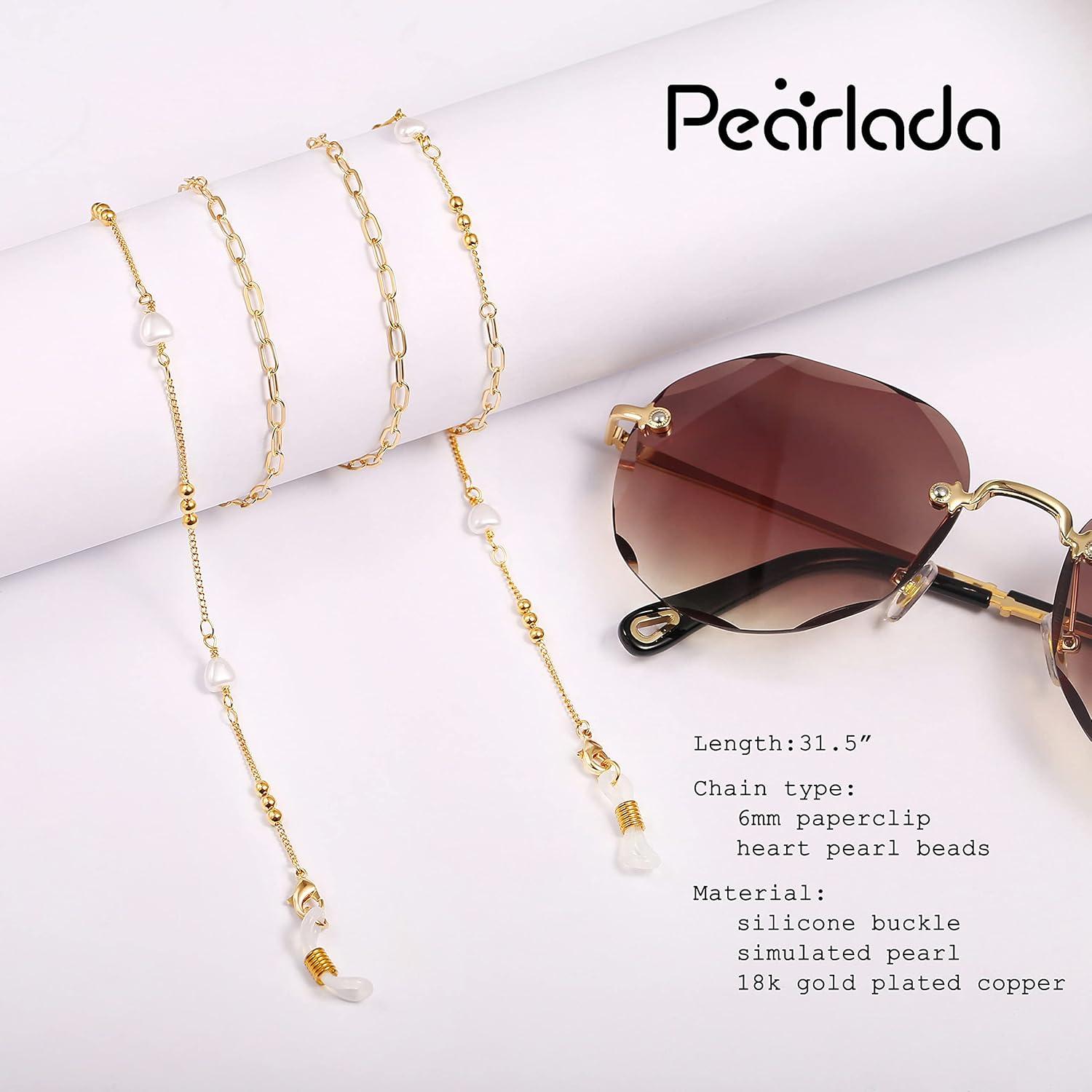 Cadena de Gafas PEARLADA Dorada 80 cm Soporte para Gafas