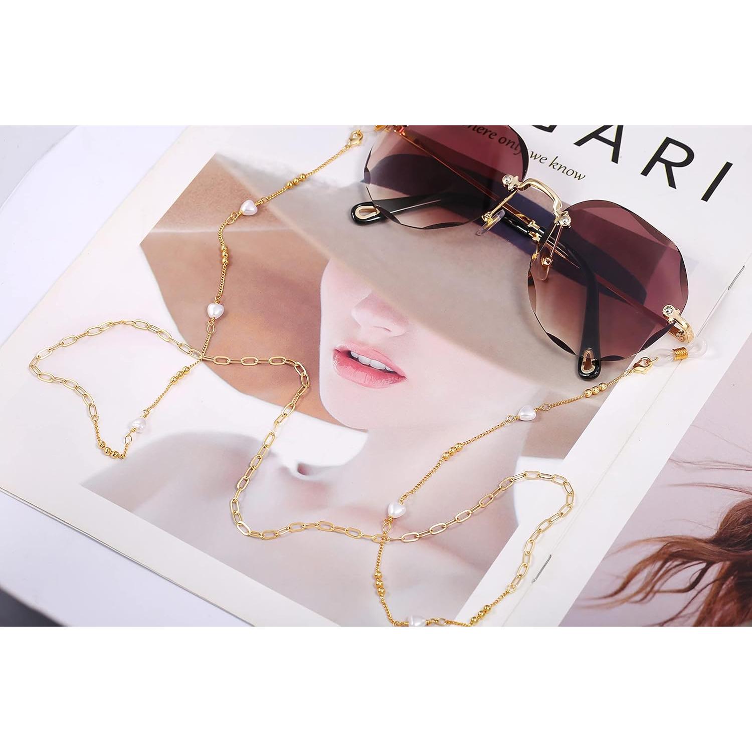 Cadena de Gafas PEARLADA Dorada 80 cm Soporte para Gafas