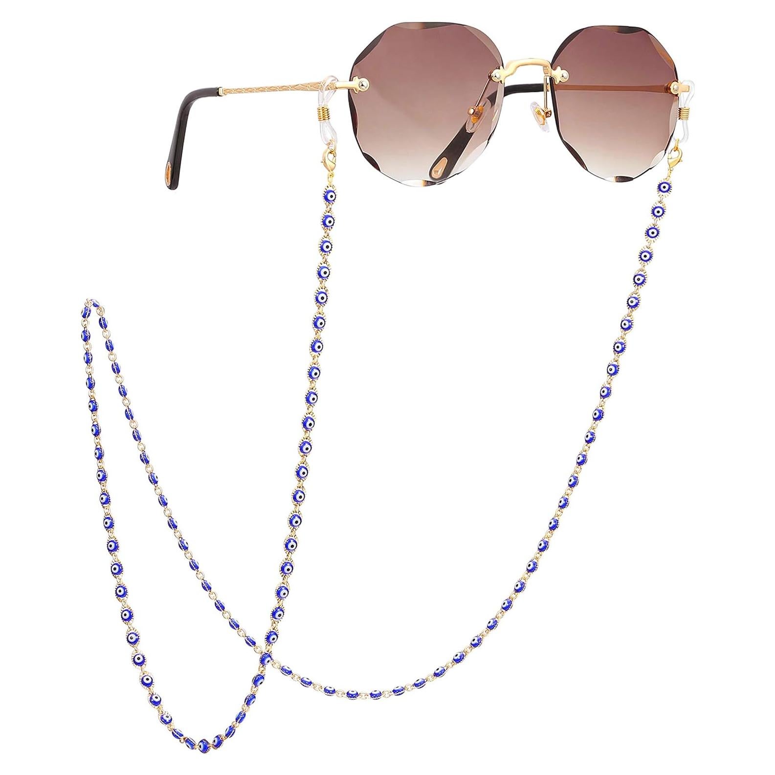 Cadena para Gafas PEARLADA Oro 18K 80 cm Ojo Malvado