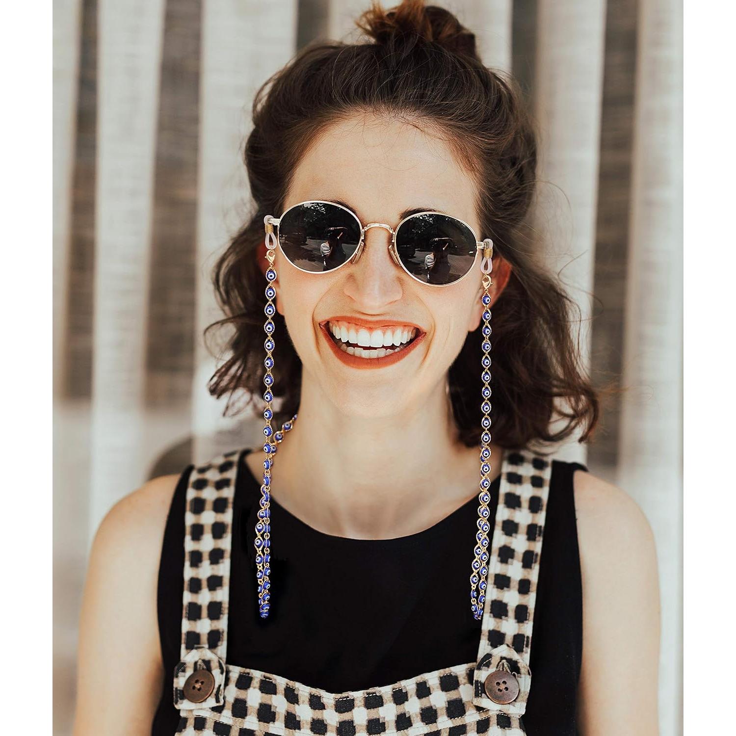 Cadena para Gafas PEARLADA Oro 18K 80 cm Ojo Malvado