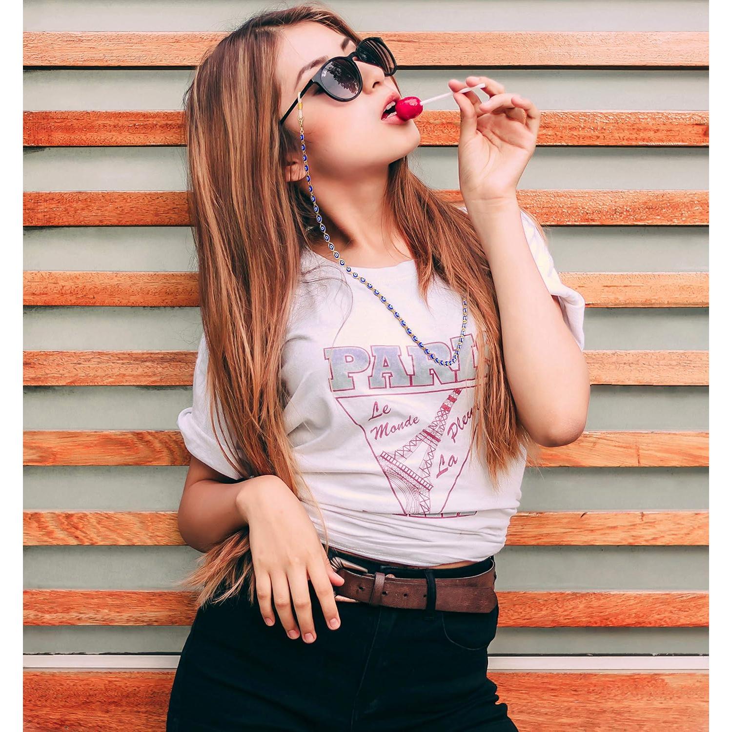 Cadena para Gafas PEARLADA Oro 18K 80 cm Ojo Malvado