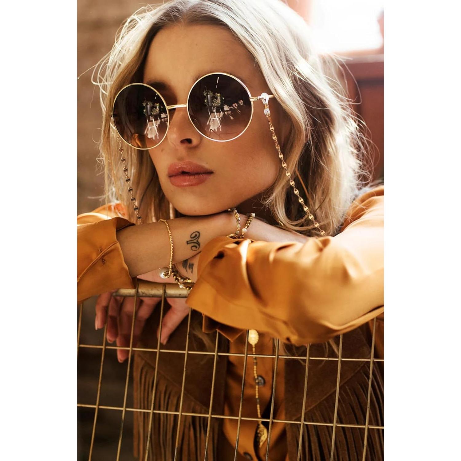 Cadena de Gafas PEARLADA de Oro 18K 80 cm Soporte Elegante