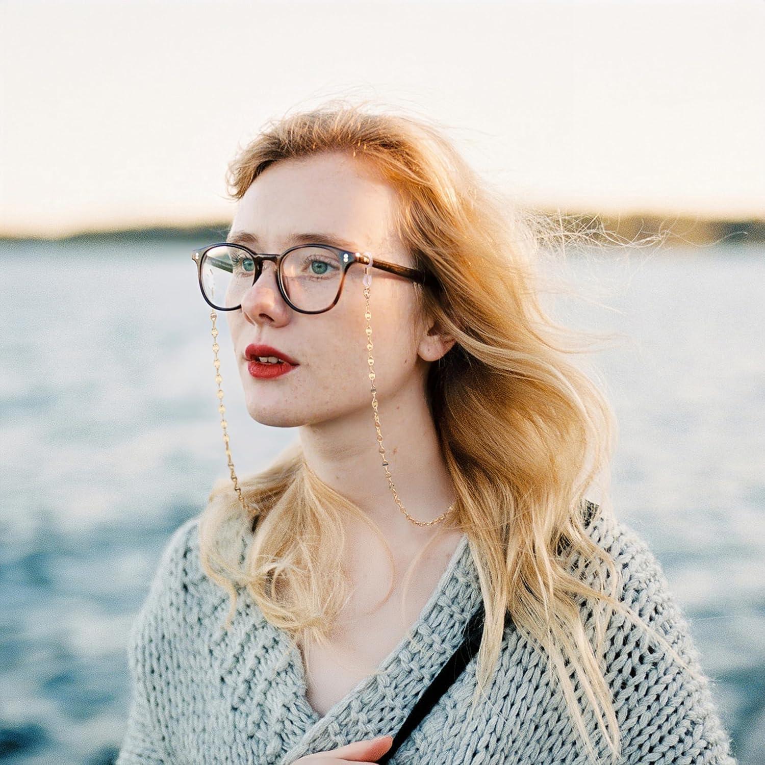 Cadena de Gafas PEARLADA de Oro 18K 80 cm Soporte Elegante