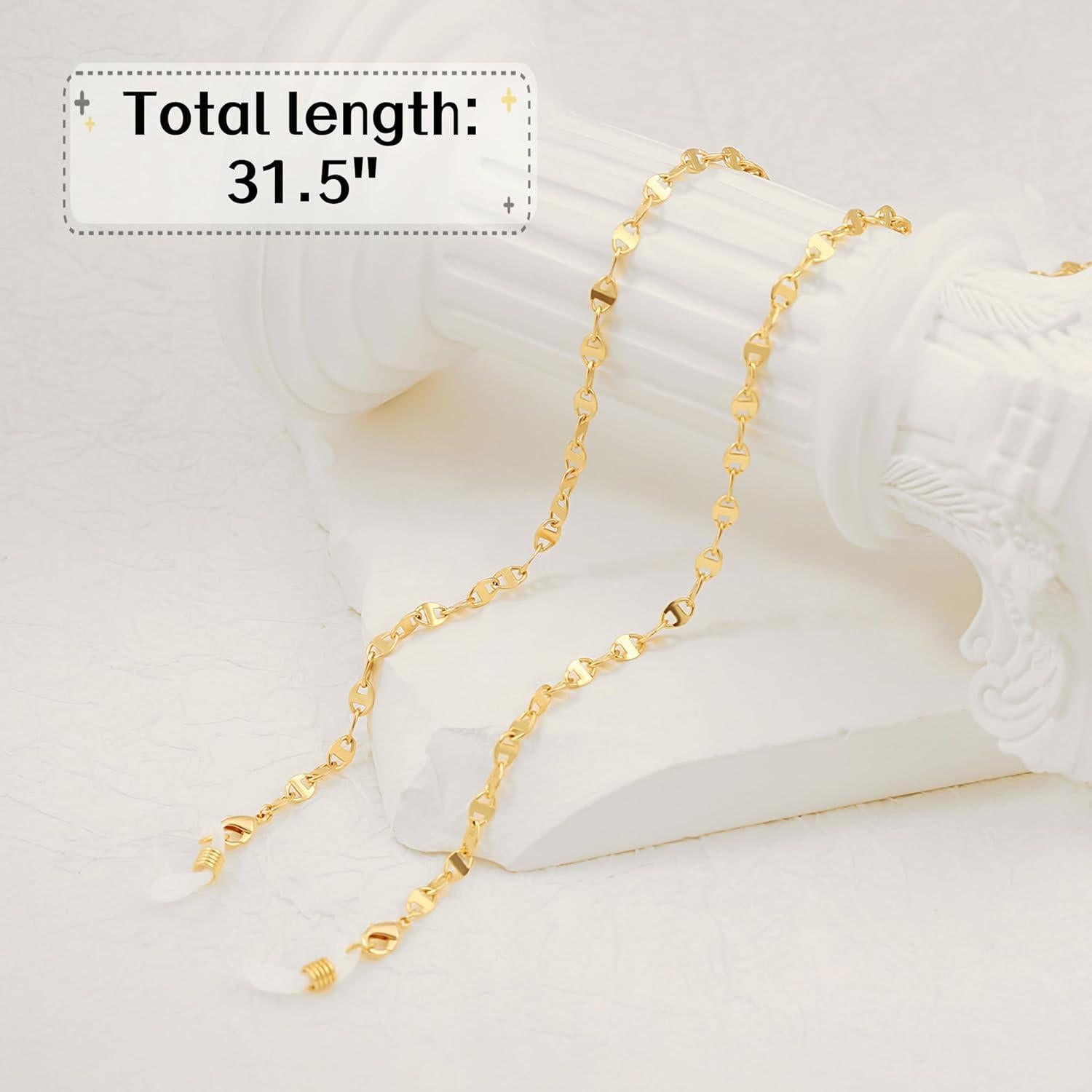 Cadena de Gafas PEARLADA de Oro 18K 80 cm Soporte Elegante