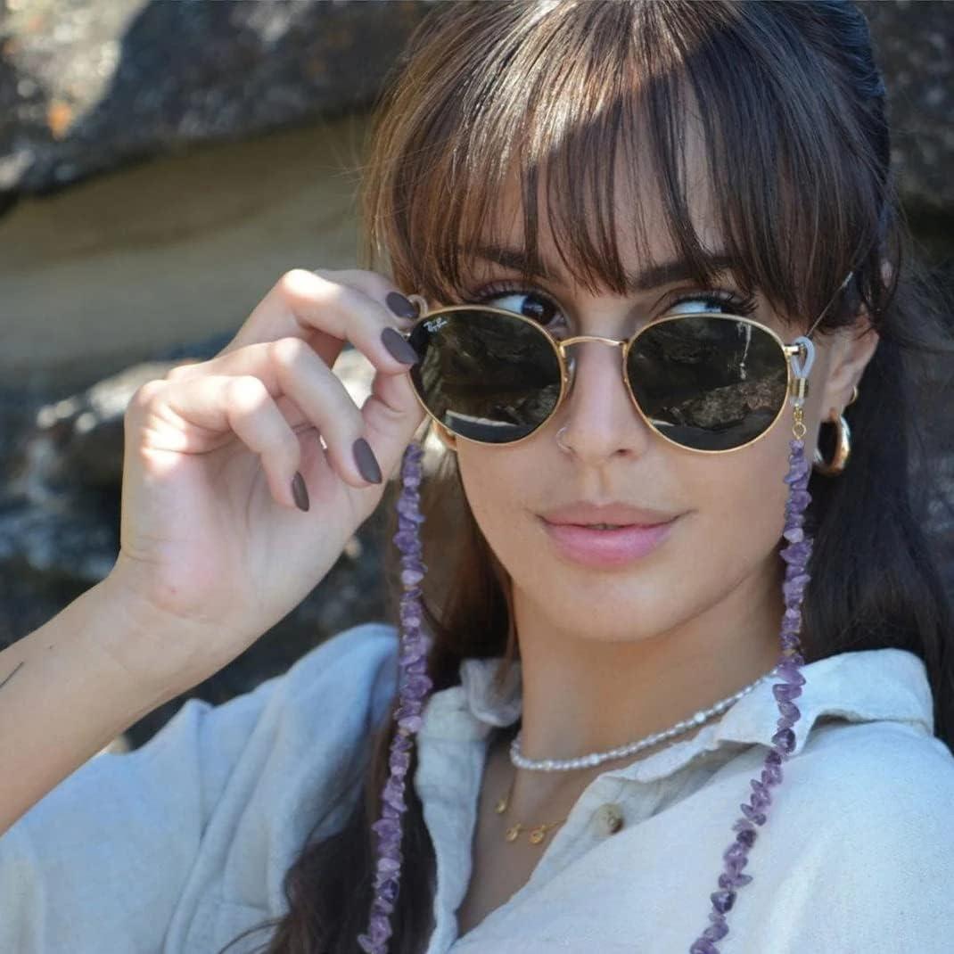 Cadena de Gafas PEARLADA de Oro 18K con Chips de Amatista