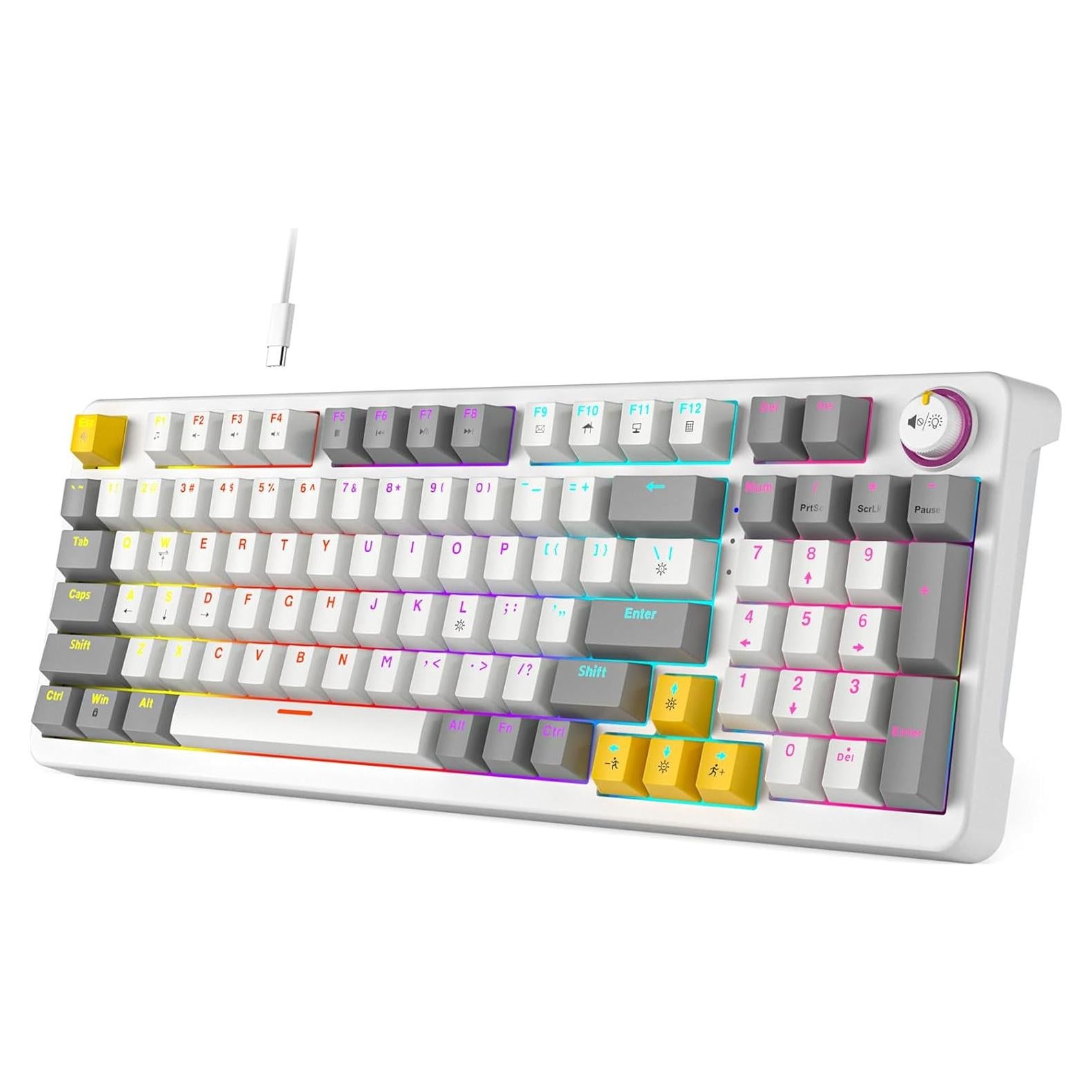 Teclado Mecánico AK96 Blanco 96% Retroiluminación RGB USB