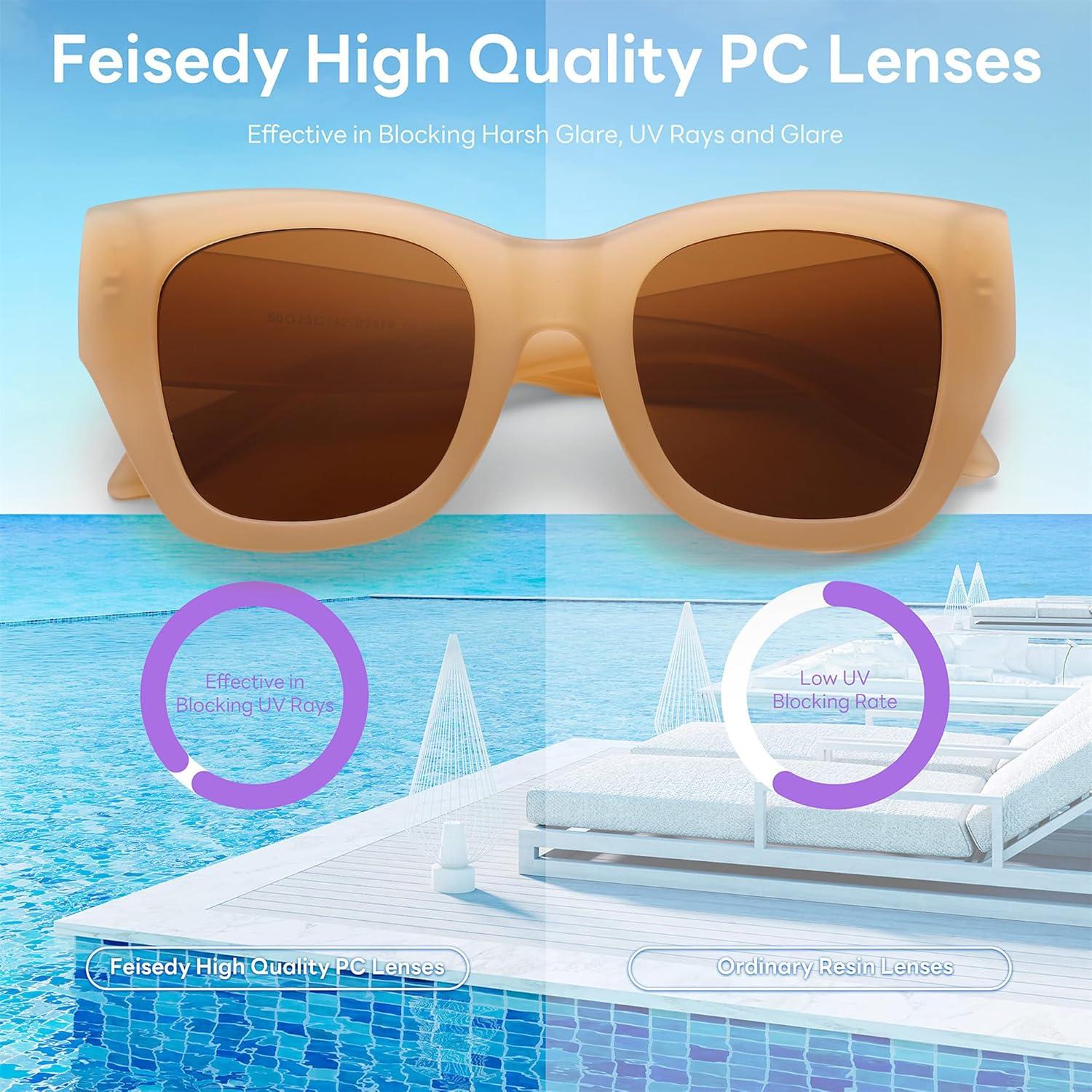 Gafas de sol cuadradas FEISEDY B2378 UV400 para mujeres