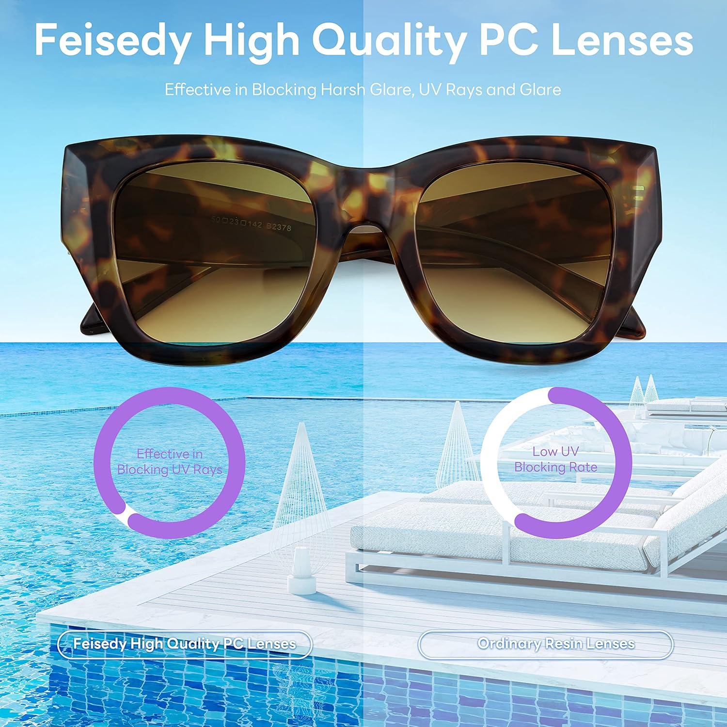 Gafas de sol cuadradas FEISEDY B2378 UV400 para mujer