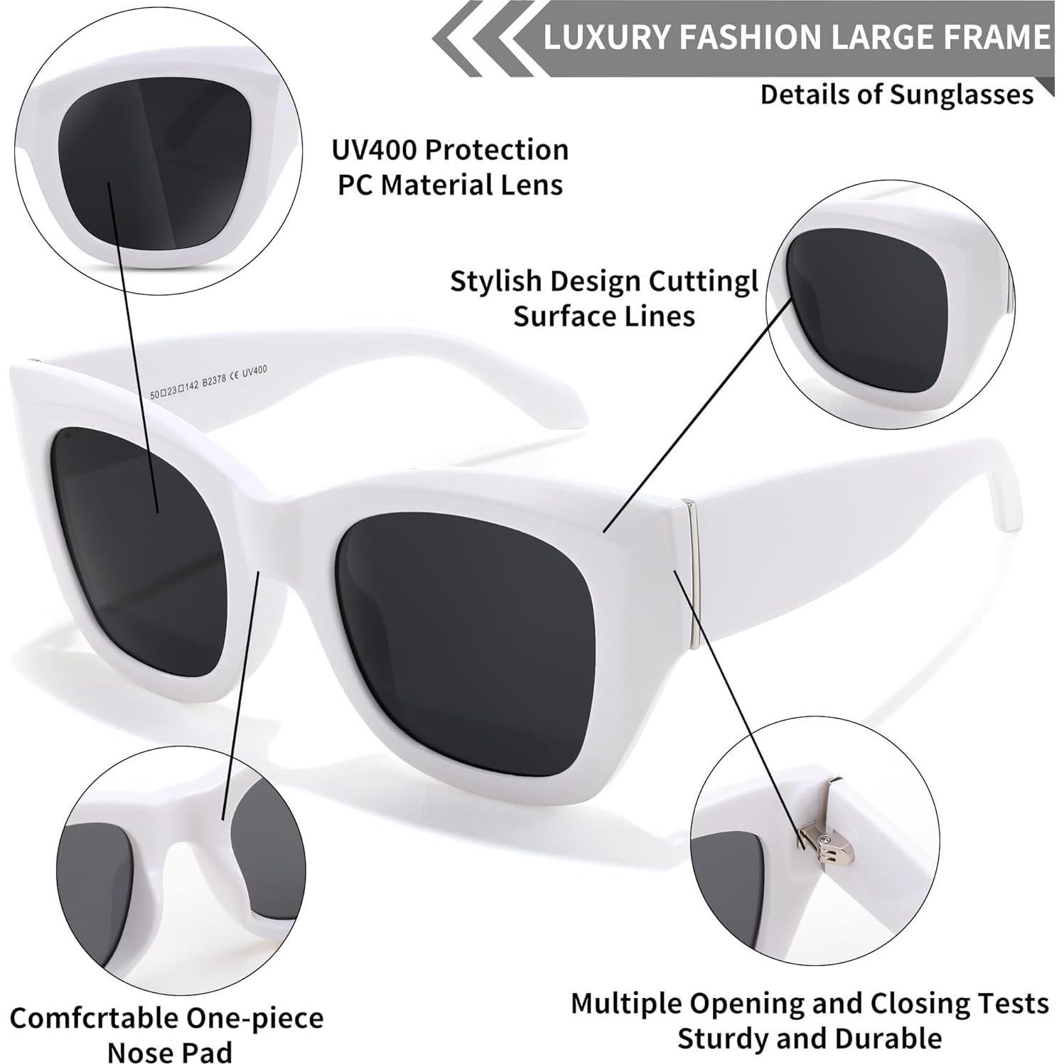 Gafas de sol cuadradas FEISEDY B2378 UV400 para mujer