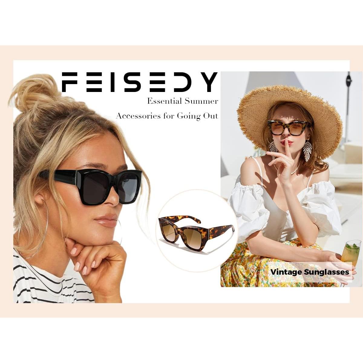 Gafas de sol cuadradas FEISEDY B2378 UV400 para mujeres