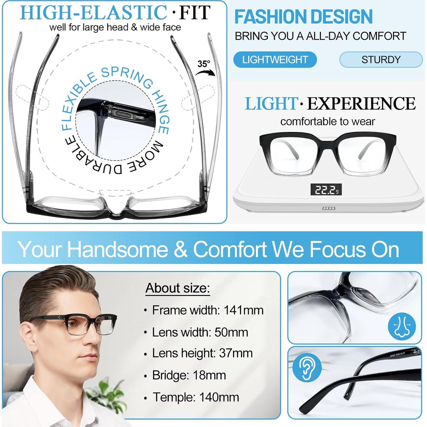 Gafas de Lectura Retro Cuadradas MARE AZZURO +3.50 Hombres