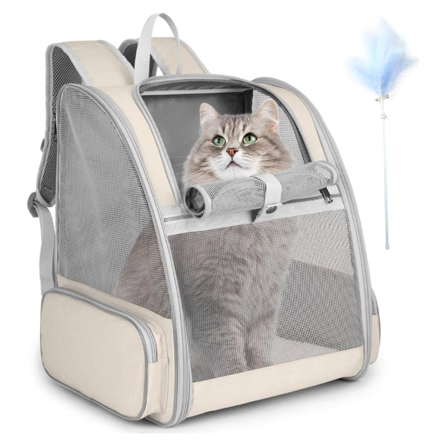 Mochila Transportadora para Gatos SSAWcasa 38x32x42cm Beige