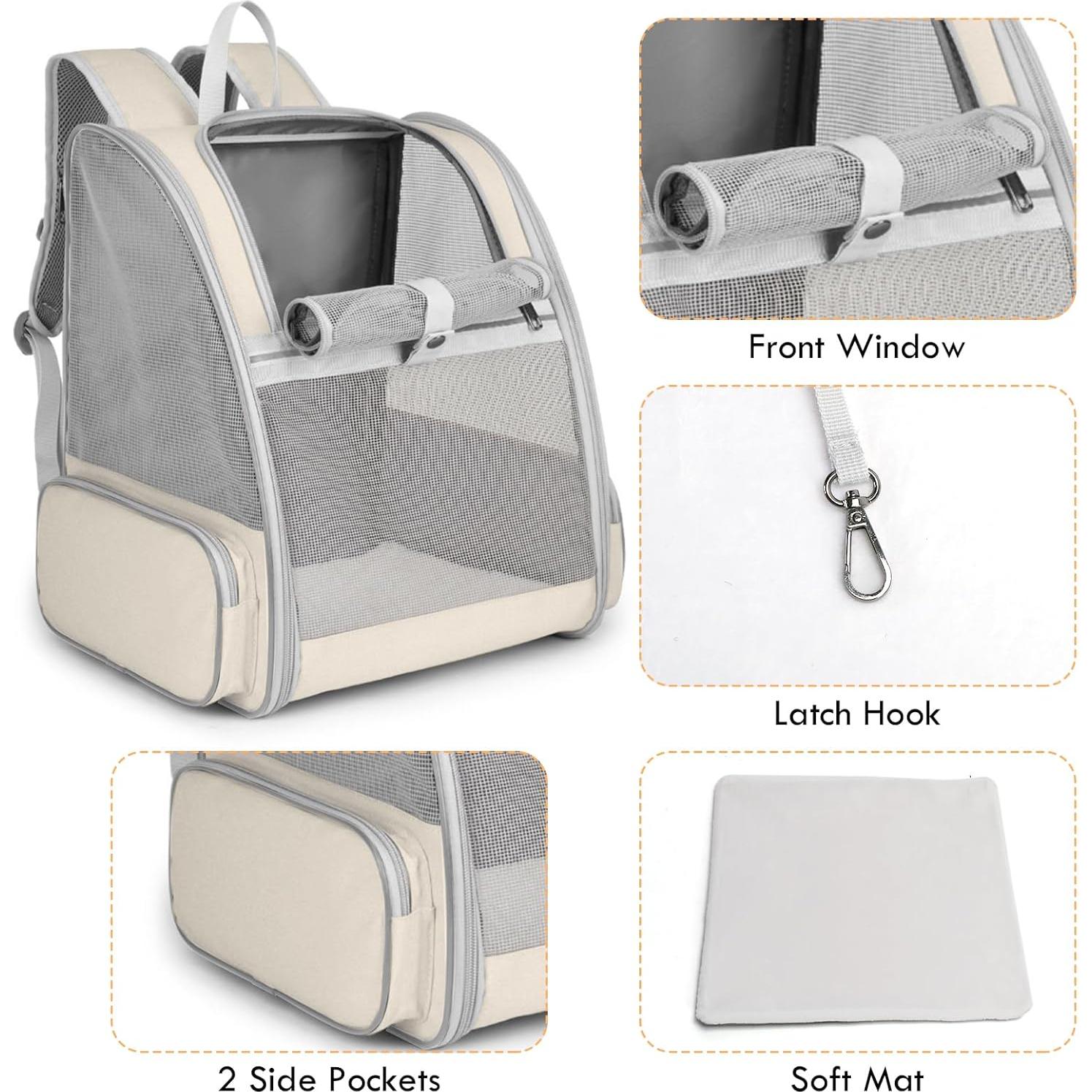 Mochila Transportadora para Gatos SSAWcasa 38x32x42cm Beige