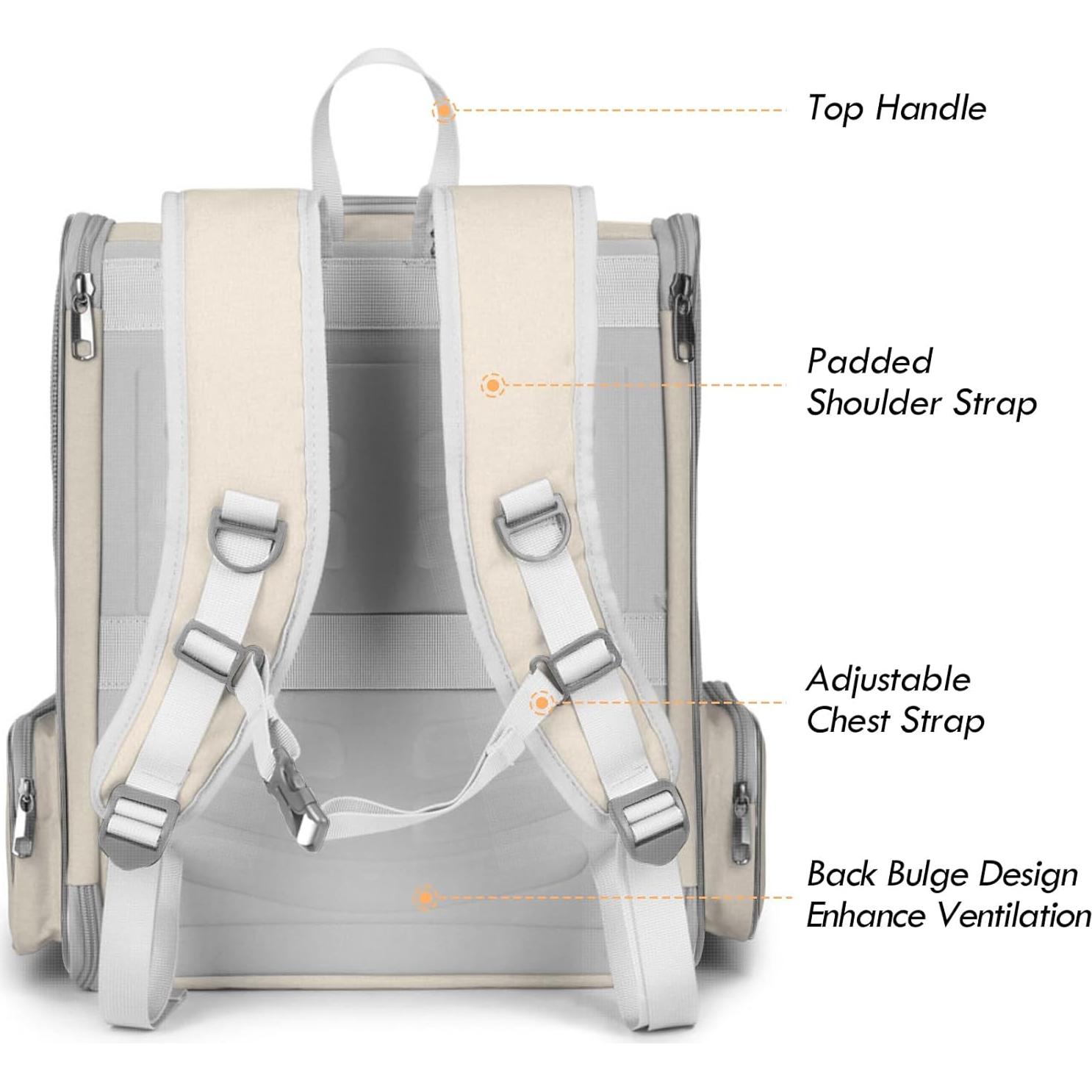 Mochila Transportadora para Gatos SSAWcasa 38x32x42cm Beige