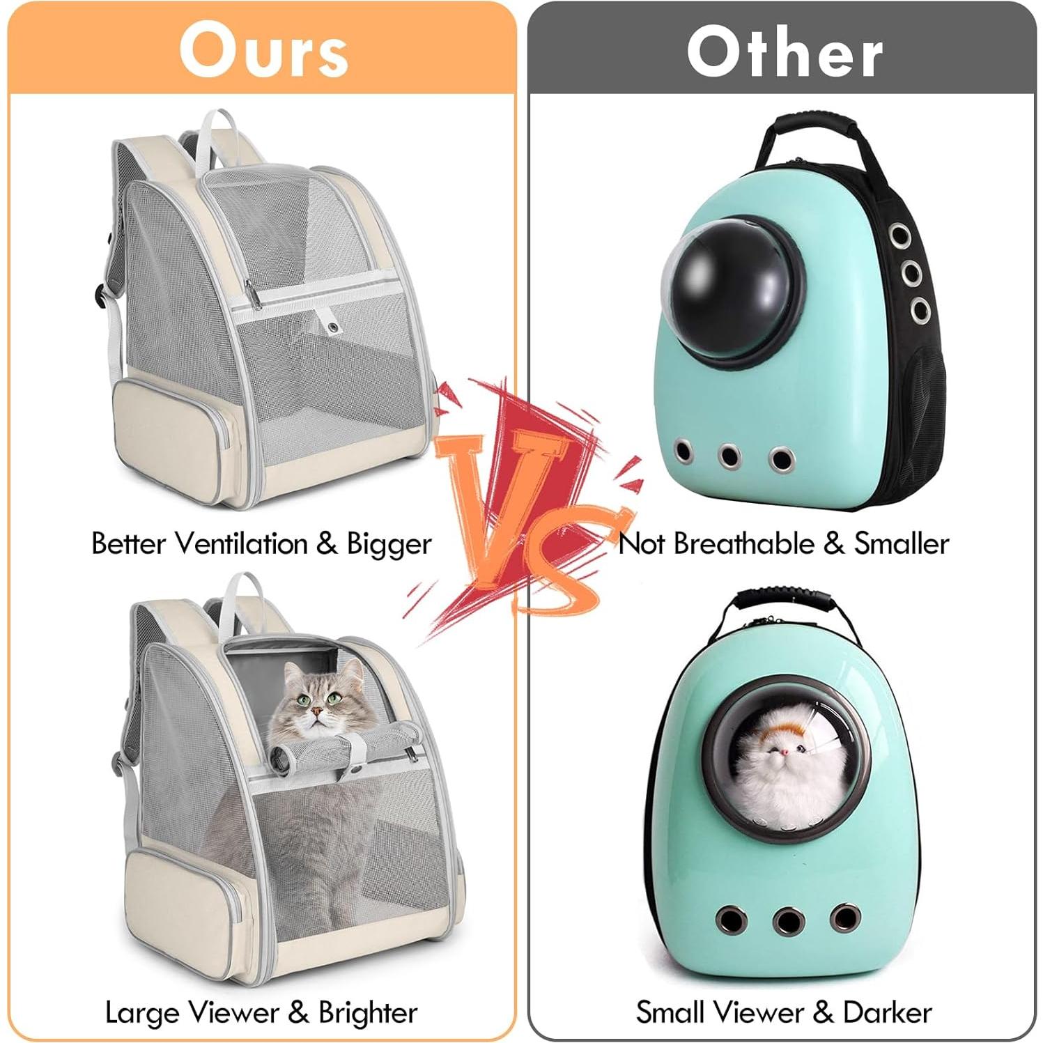 Mochila Transportadora para Gatos SSAWcasa 38x32x42cm Beige