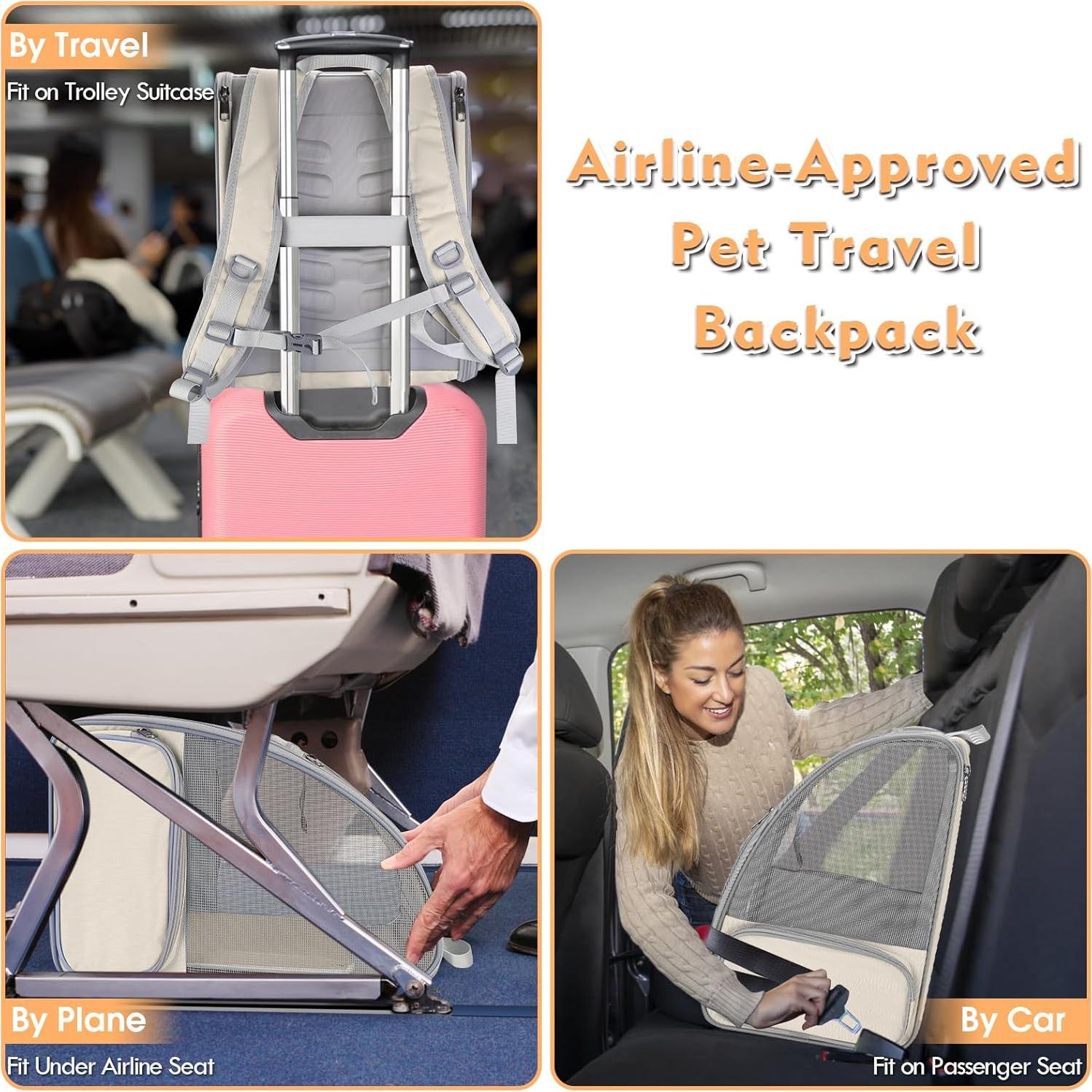 Mochila Transportadora para Gatos SSAWcasa 38x32x42cm Beige