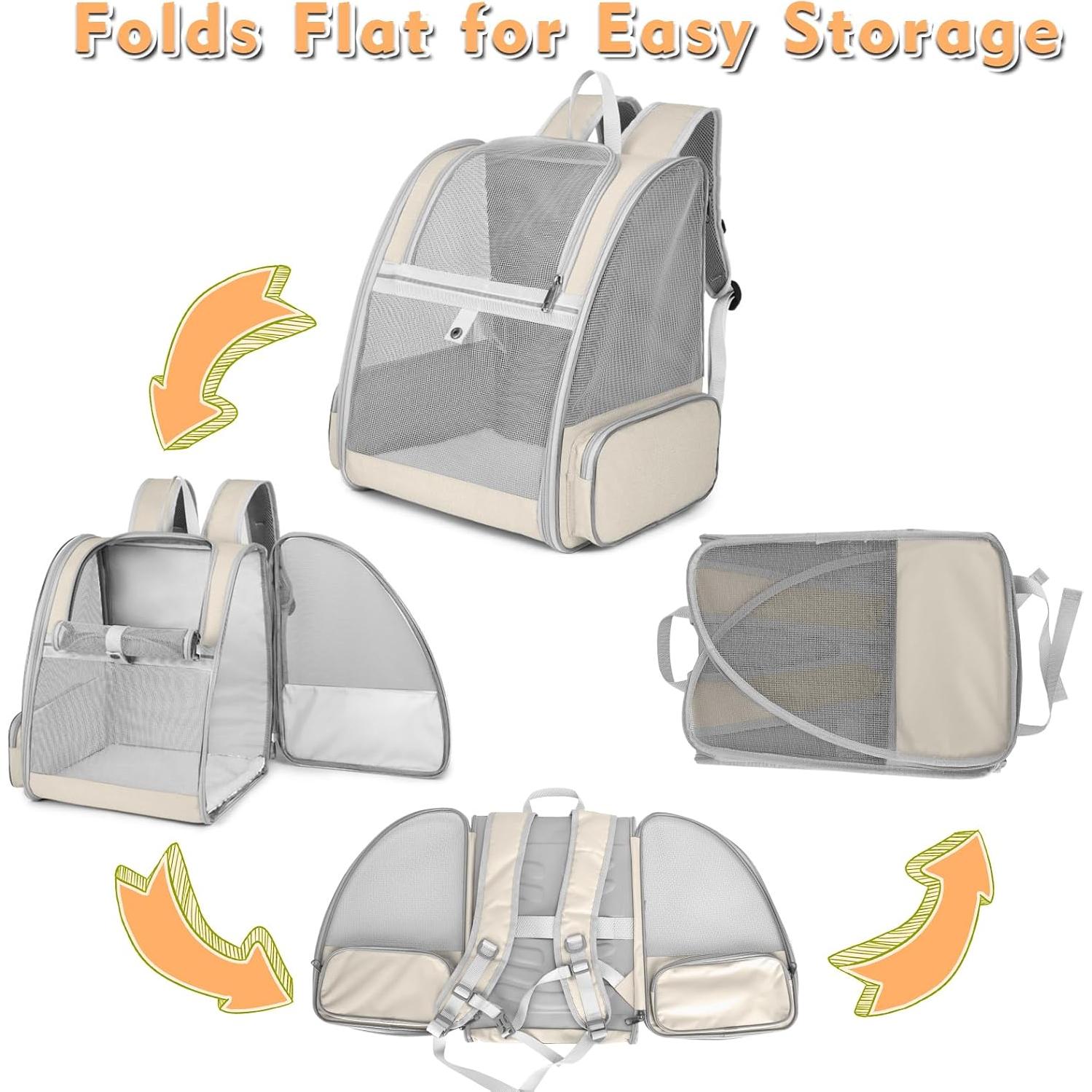 Mochila Transportadora para Gatos SSAWcasa 38x32x42cm Beige